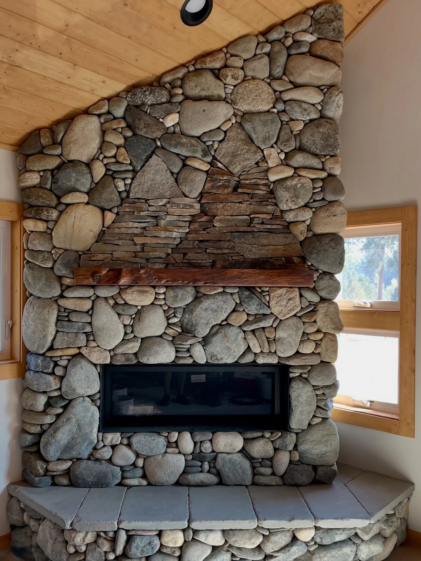 Mosaic mountain fireplace, along with a very rough first sketch of the idea #millerstoneworks #stone #stoneart #stonework #stonemasonry #stonemason #naturalstone #drystackstone #design #stonedesign #construction #contractor #masonrycontractor #masonr