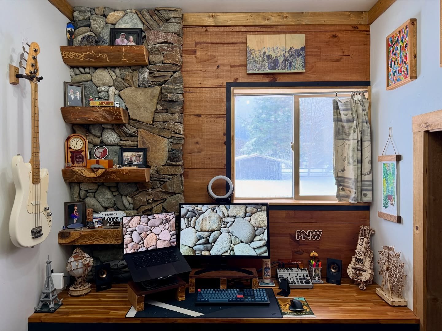 sundayeveningstories.substack.com

The desk in my office is not only for bookwork, it&rsquo;s also where I write - you can find me on Substack @sundayeveningstories. Creating this intimate space with stone, wood, and shelves filled with keepsakes rem