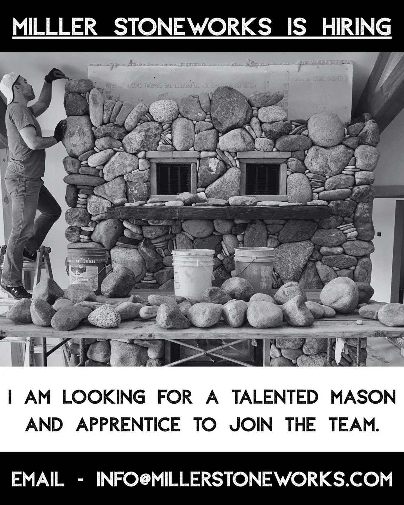 With a large slate of projects ahead, I am looking to expand the team and hire another experienced mason and apprentice. Please DM or email me at info@millerstoneworks.com if you are interested in learning more #millerstoneworks #hiring #jobopening #
