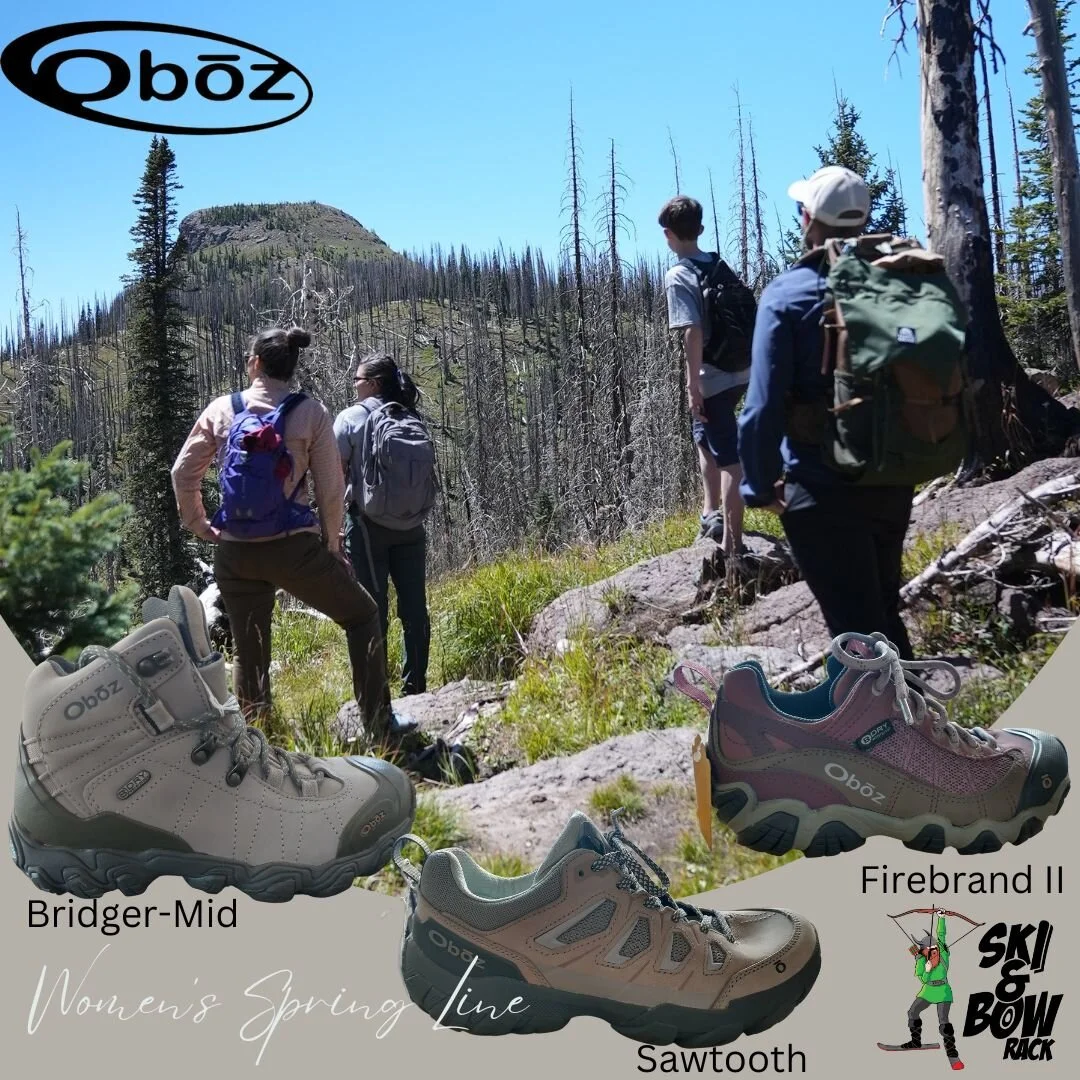 This season's waterproof hiking shoes from Oboz are in!  The women's styles are stylish, comfortable, trail ready!  The B-DRY systems lets your feet breathe while keeping the water out.  Constructed for function &amp; comfort, the Bridger, Firebrand 