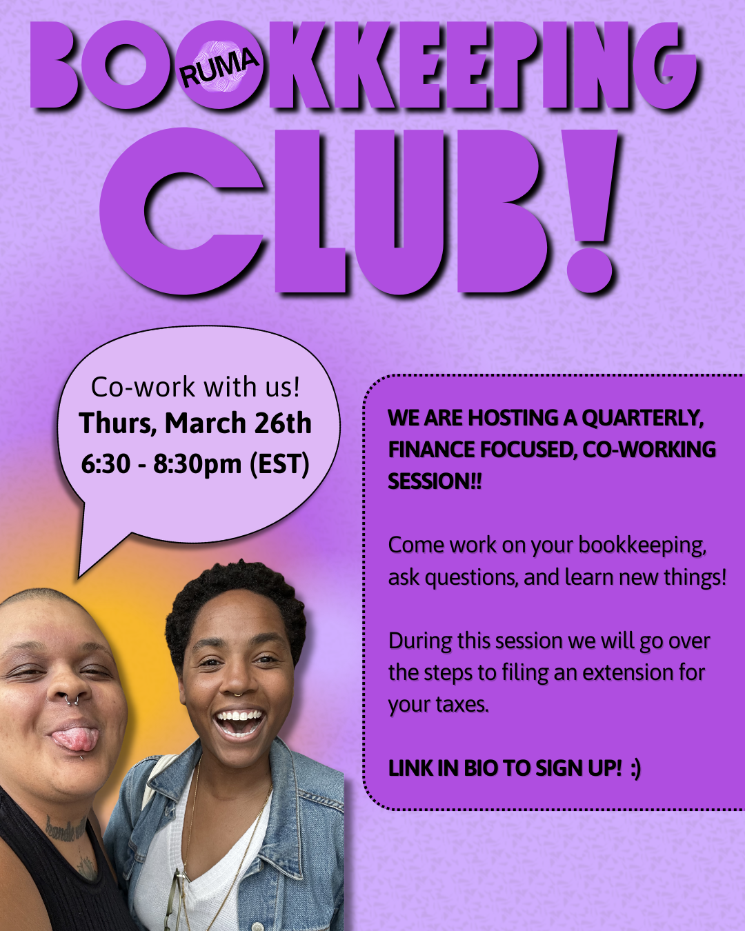Quarterly Bookkeeping Club (TBD) 