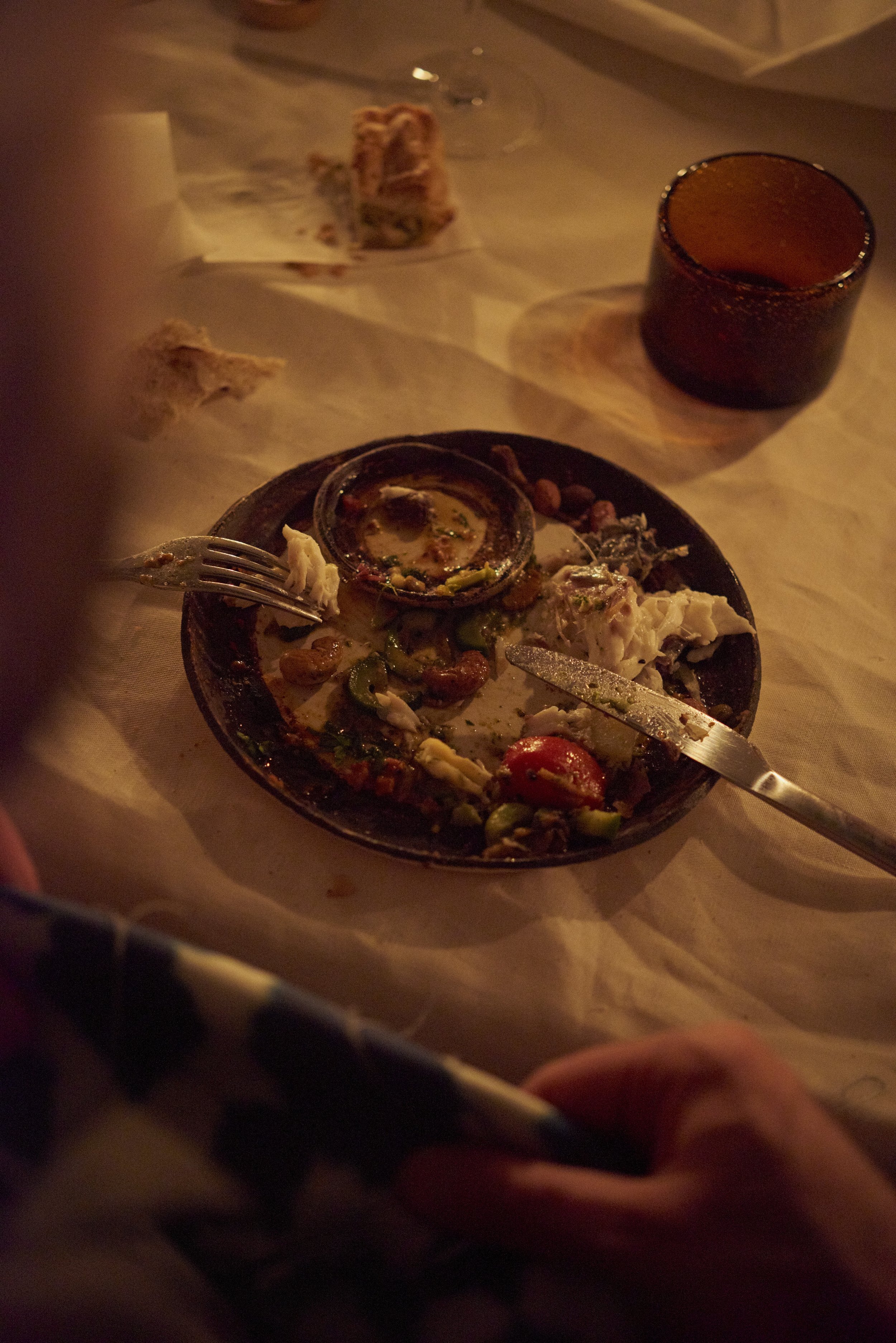 candlelit plate with food