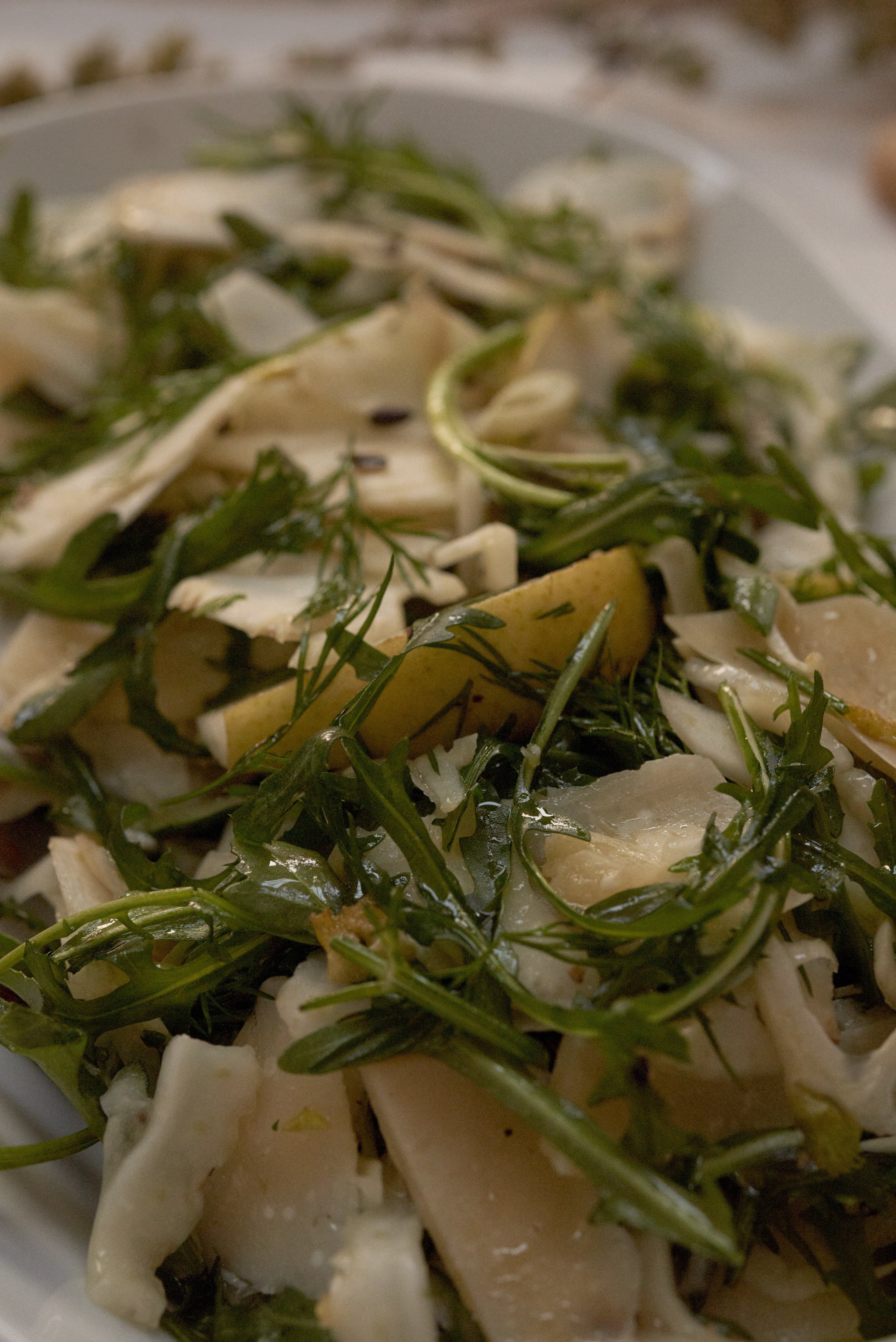 Pecorino Pear Ruccola Salad detail