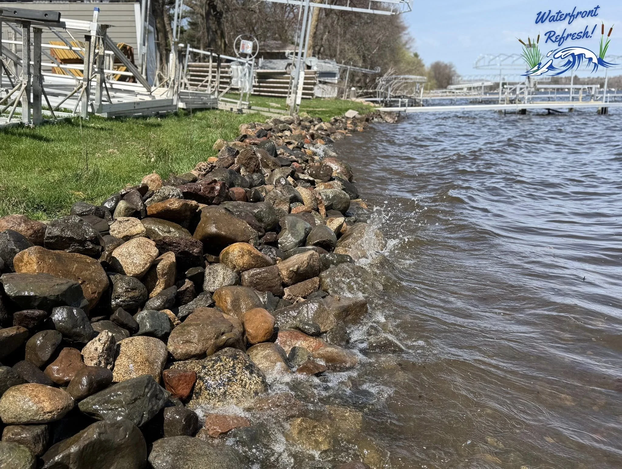 Shoreline Restoration Wisconsin Minnesota Riprap Natural Shorelines Muck Removal Riprap Wisconsin St. Croix County WI Polk County Hudson Wi Waterfront Refresh Lake Weed Removal Coir Log Shoreline Cleanup Cedar Lake Shoreline Grading Lakeshore Erosion