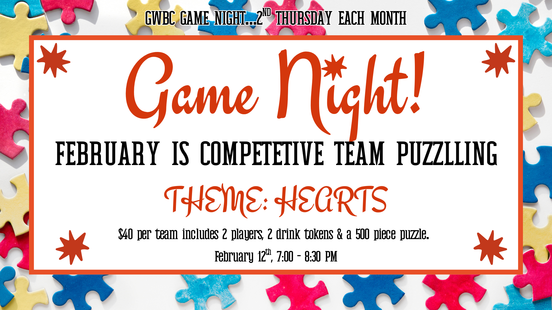 GWBC Game Night: Team Puzzling