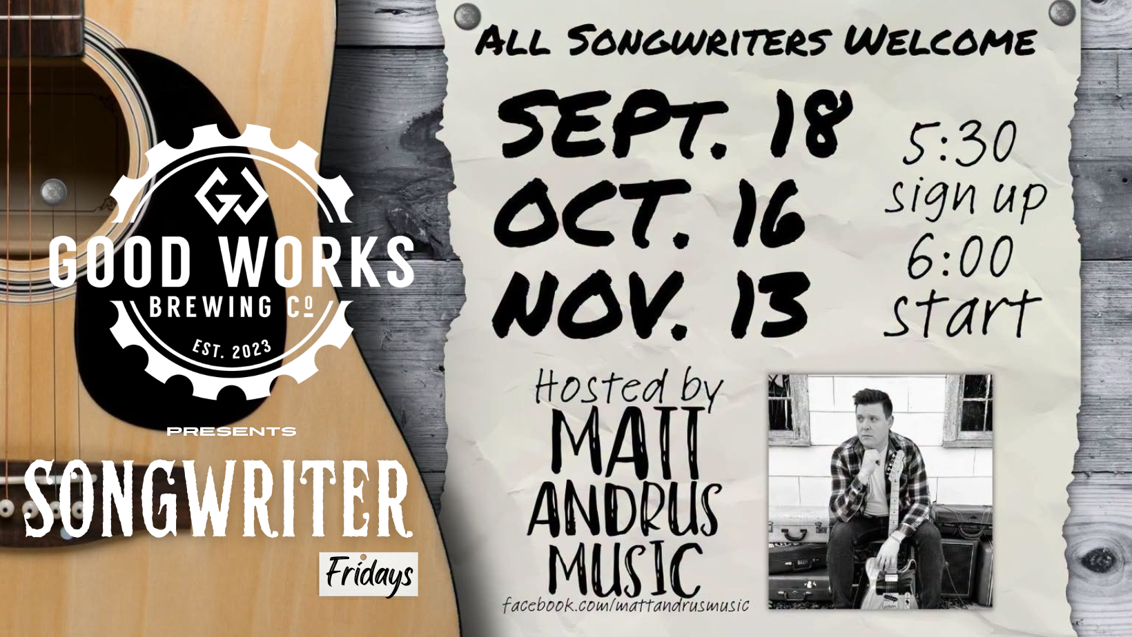 GWBC Songwriter Open Mic Night