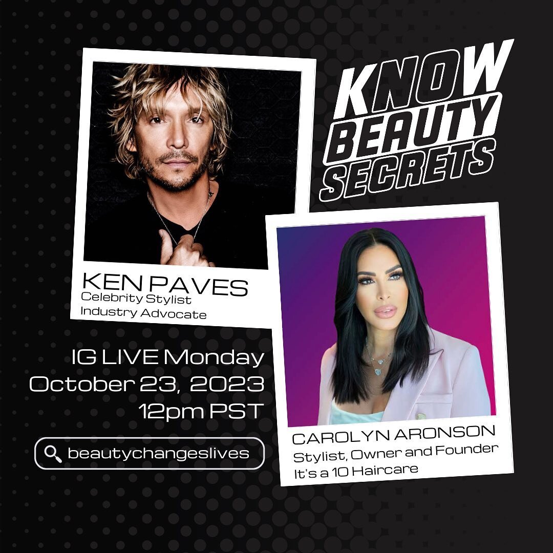 we are thrilled to welcome @itsa10ceo Carolyn Aronson on to talk with @kenpaves about the @knowbeautysecrets campaign and share their beauty industry journeys 💙 be sure to tune in Monday, October 23 @ 12pst for this inspirational connection!

#knowb