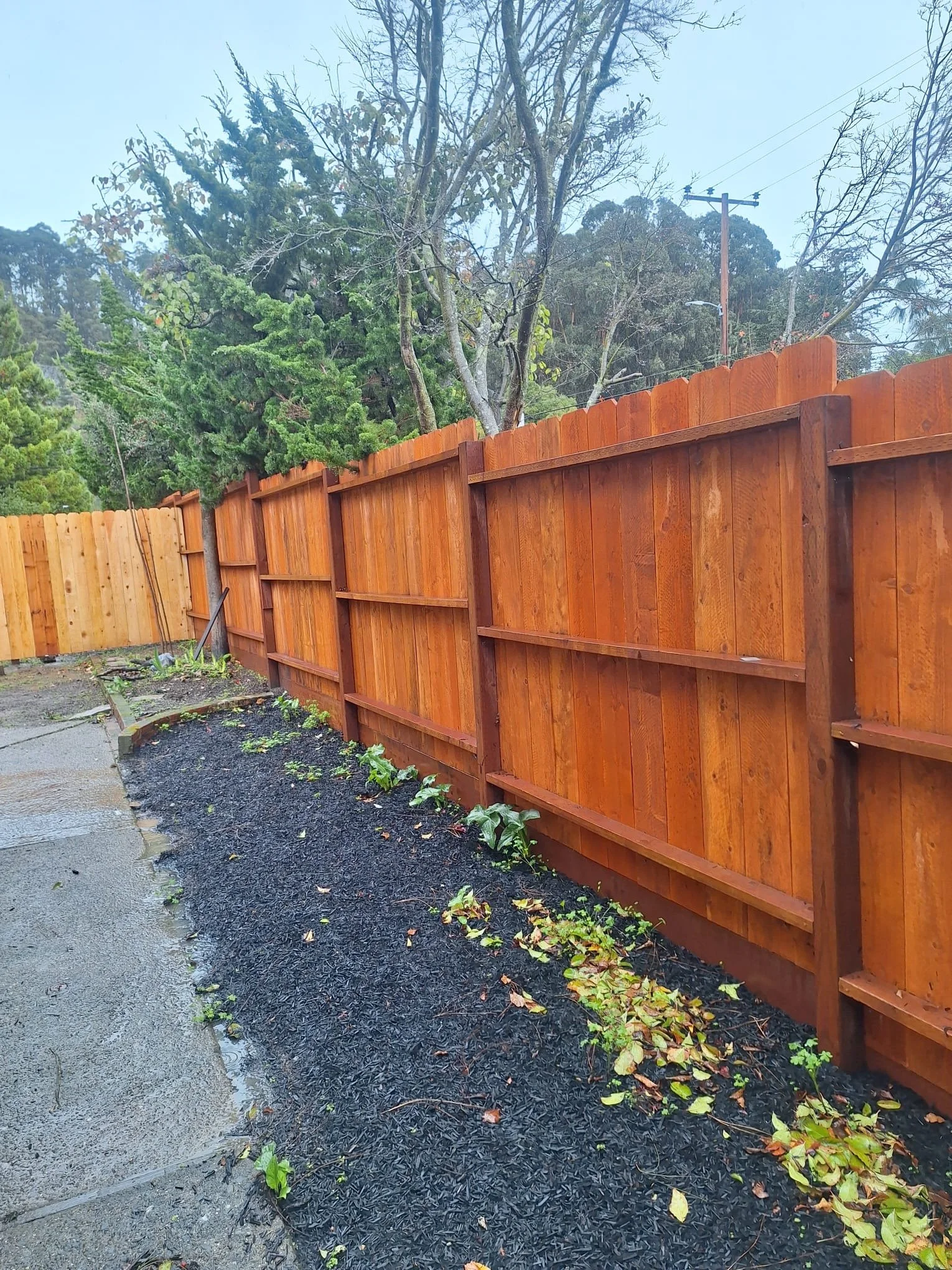 Wood fence framing and support rails