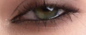 Green eye with black tightlining applied on the upper and lower waterlines