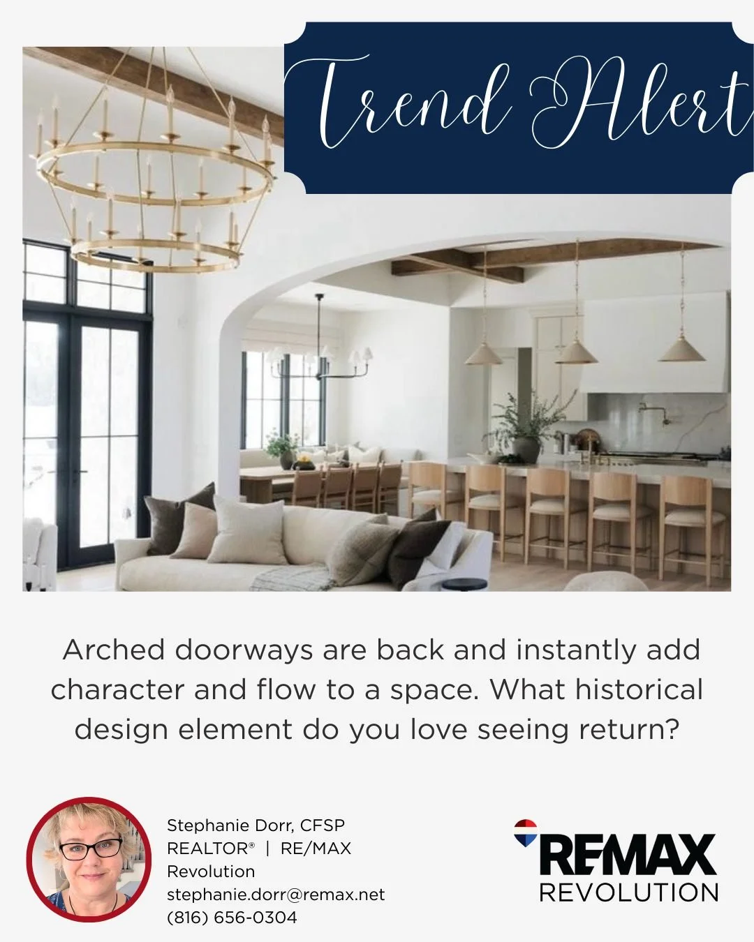 Arched doorways are back and instantly add character and flow to a space. 

What historical design element do you love seeing return?