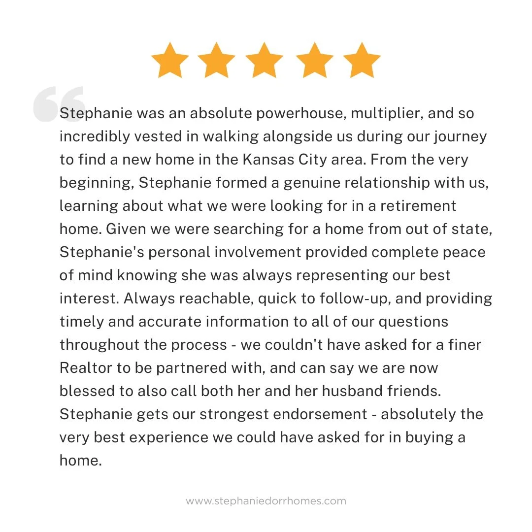 Wow!  I wrapped up 2025 by helping two of my favorite people in the world purchase their retirement home here in Kansas City.  Thank you for the kind words - it was truly my pleasure!  Color this girl blessed!! ❤️❤️ 

Give me a call - I&rsquo;d love 