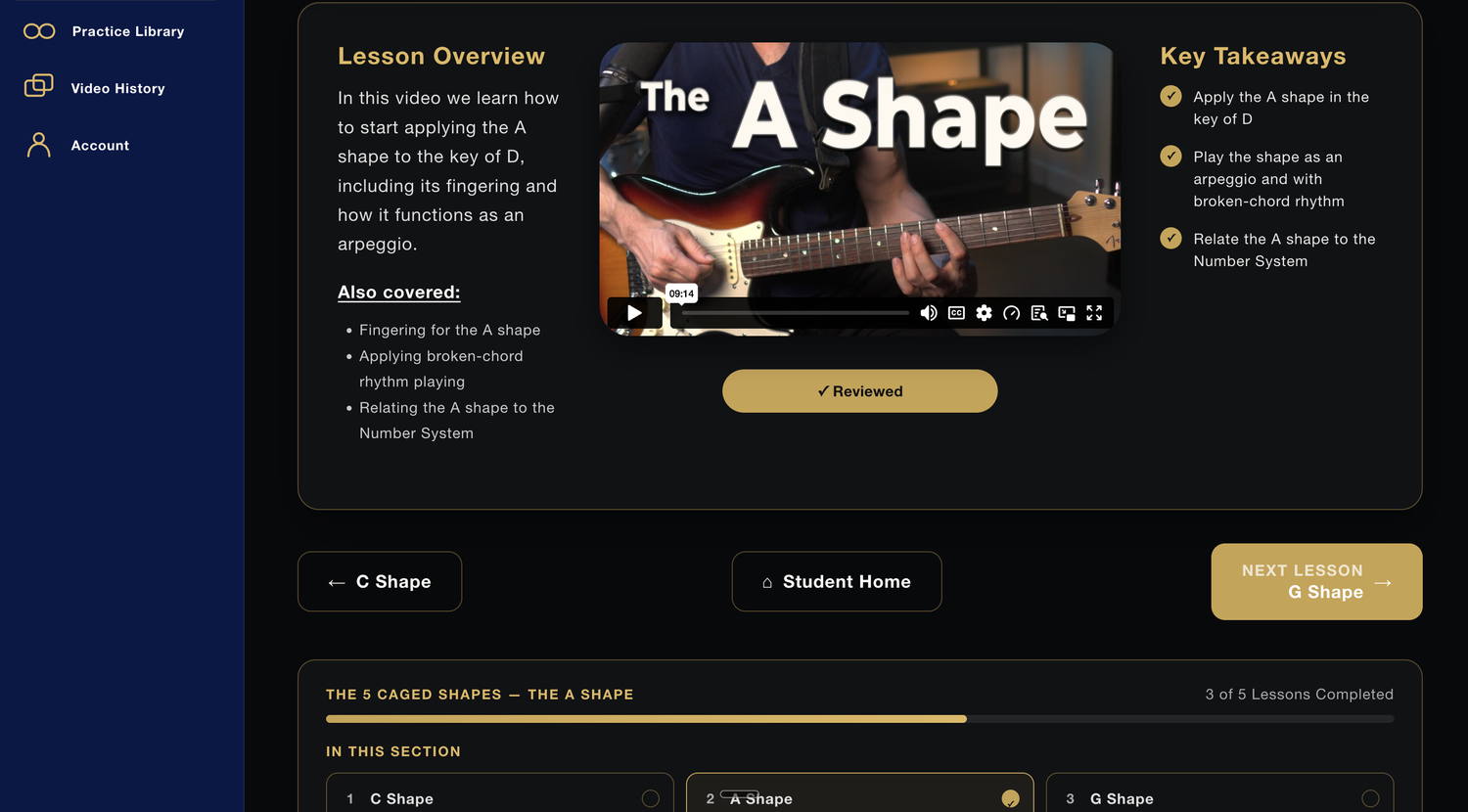 Screenshot of the Student Portal's complete video library in use