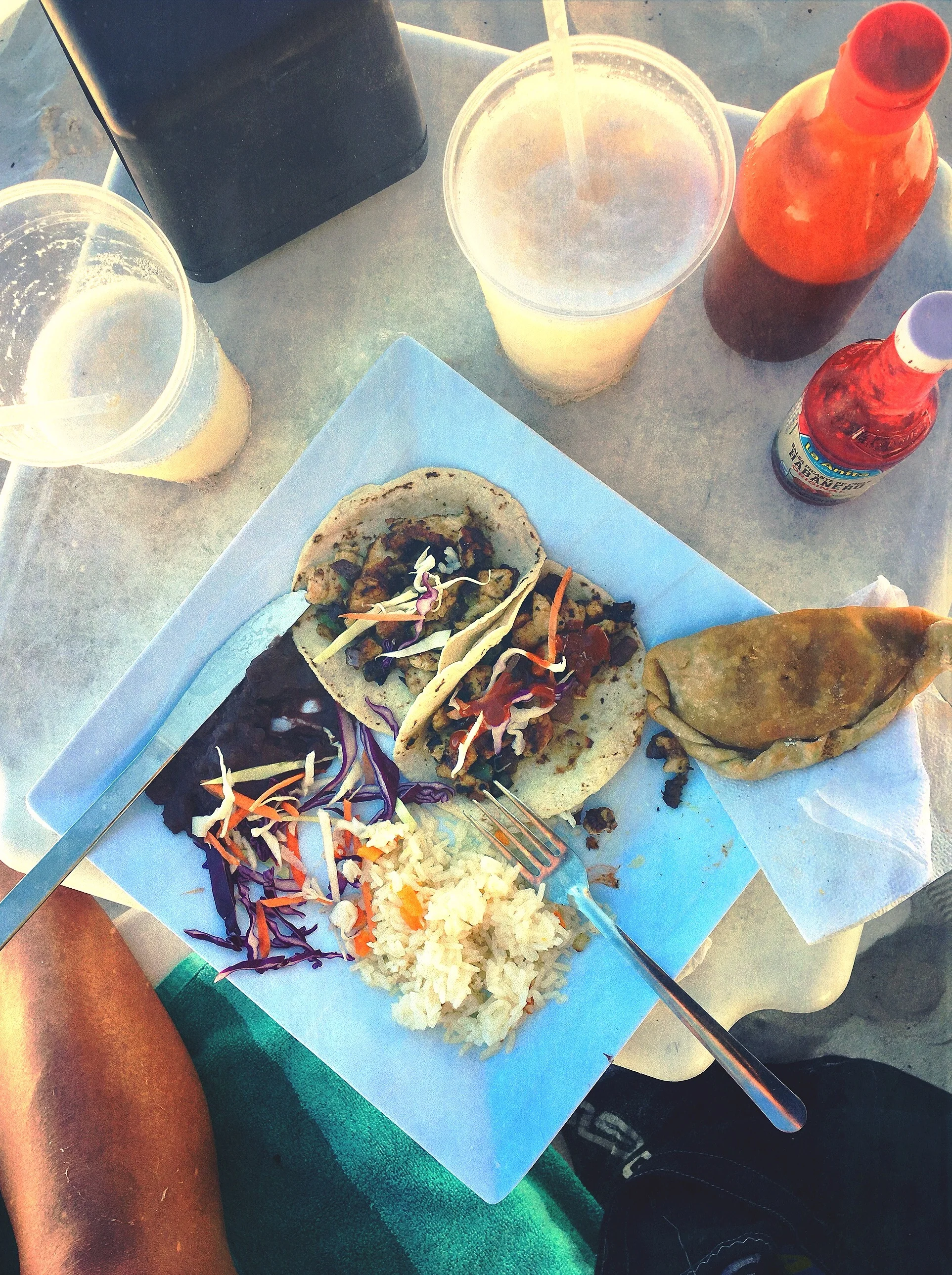 Tacos, Rice + Beans @ Playa Santa Fe