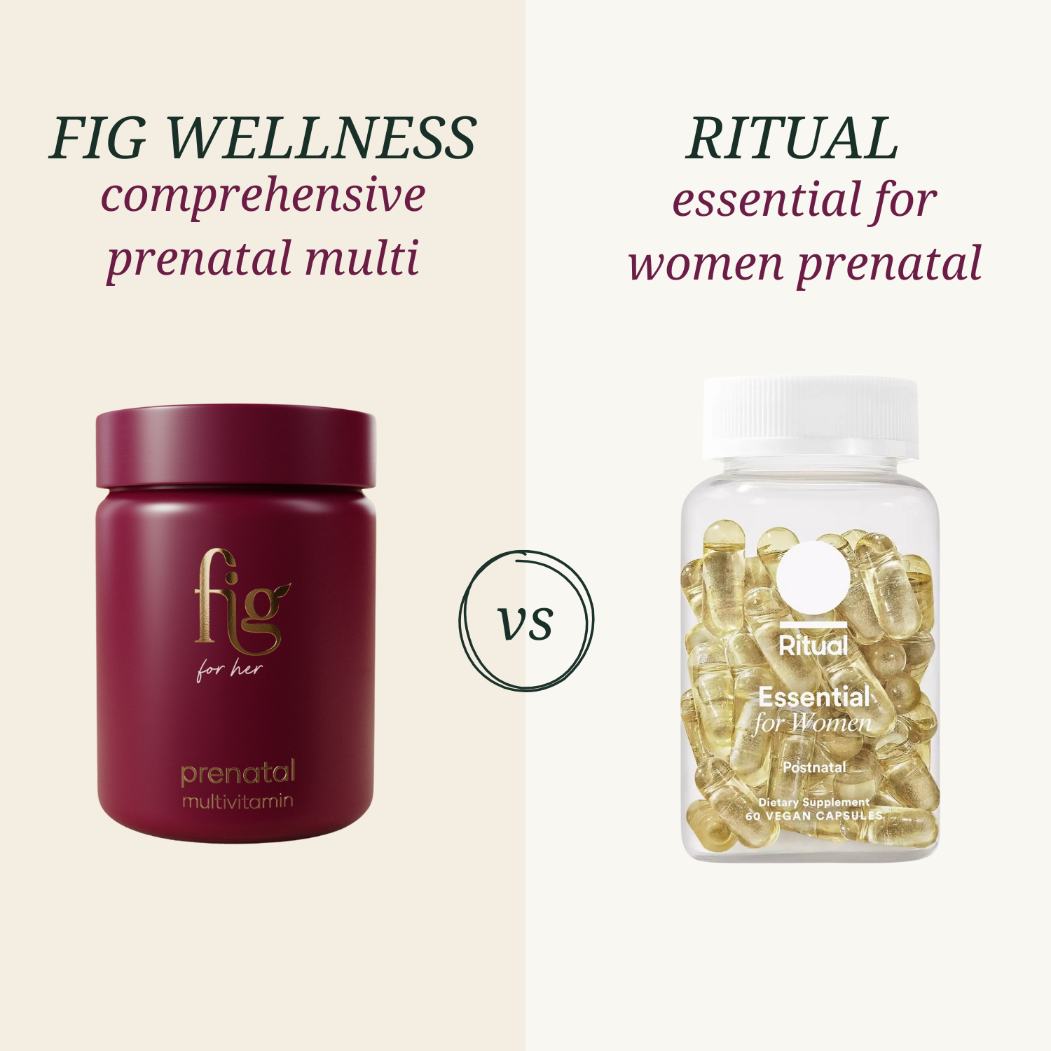 Ritual vs. Fig Wellness Comprehensive Prenatal Multivitamin: What is the best prenatal supplement?