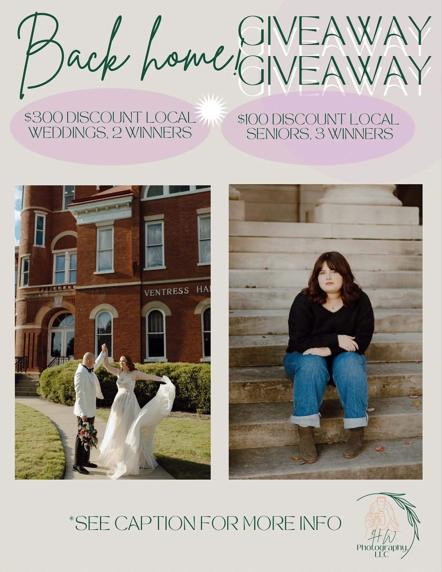Lots of big changes for my photography business over the past few months…
After 8 years away from my hometown, I want to celebrate being back home in Tupelo, MS. I am offering a giveaway that will be active from Sep 4th-7th. Winners will be a