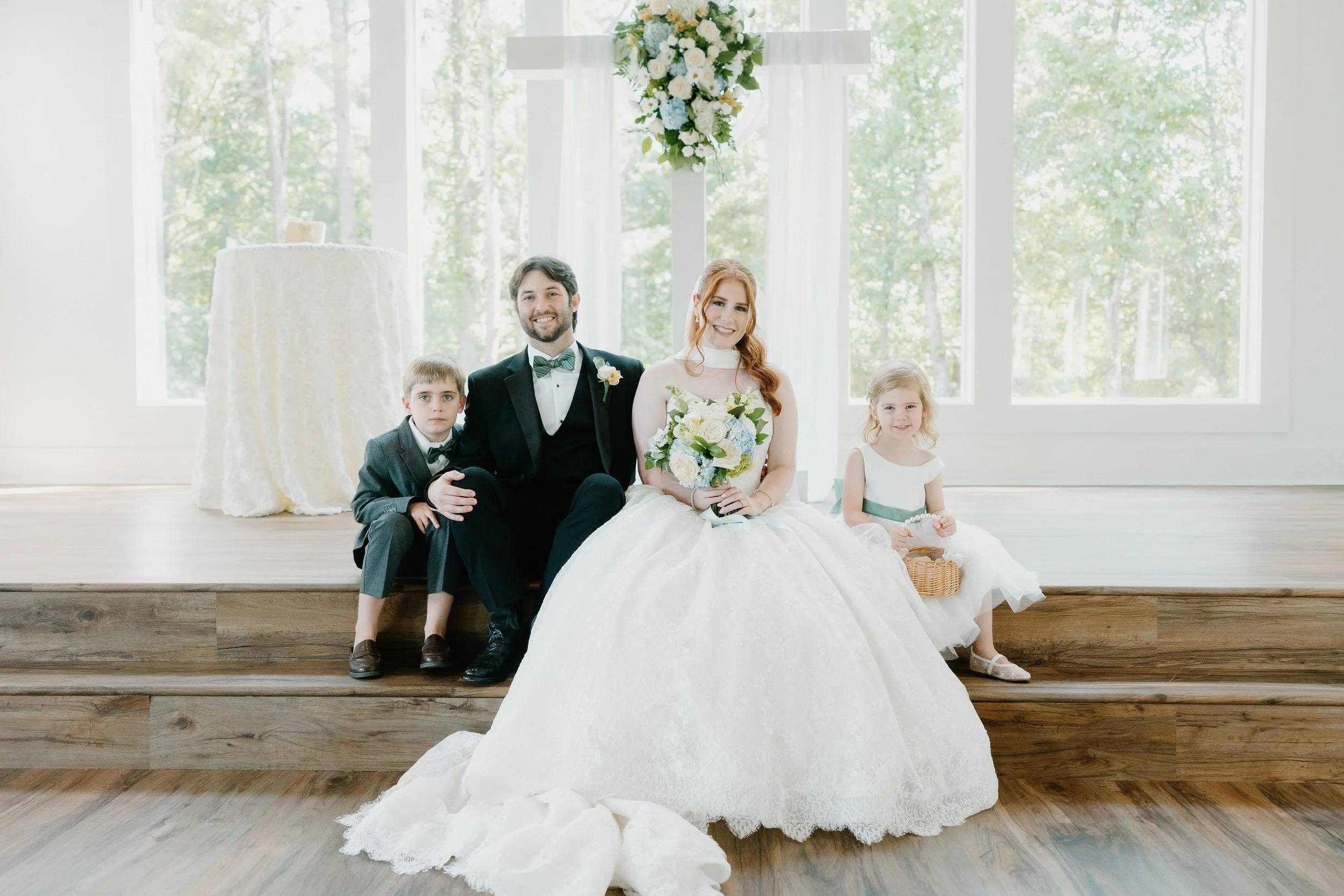 Family portraits captured inside Kingfisher's chapel, Tupelo, MS, by Hannah Ellis Photography