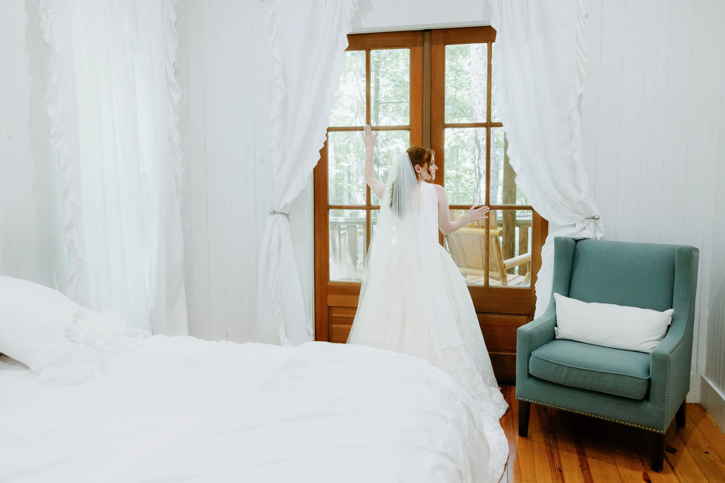Bridal portraits captured inside bridal room in the Bunk House, captured in Tupelo, MS, by Hannah Ellis Photography.