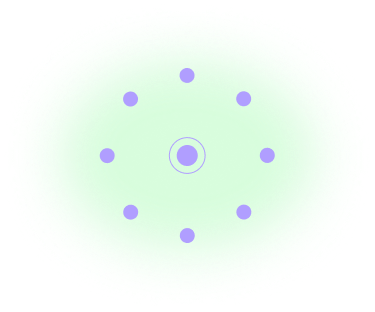 A circular pattern of small purple dots arranged in a ring on a light green background.