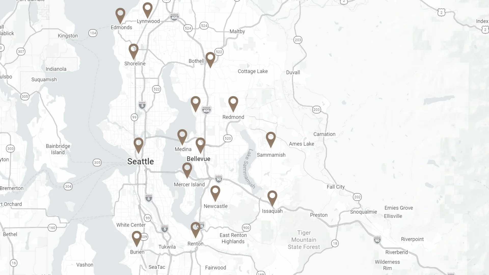 Serving the greater Seattle area map