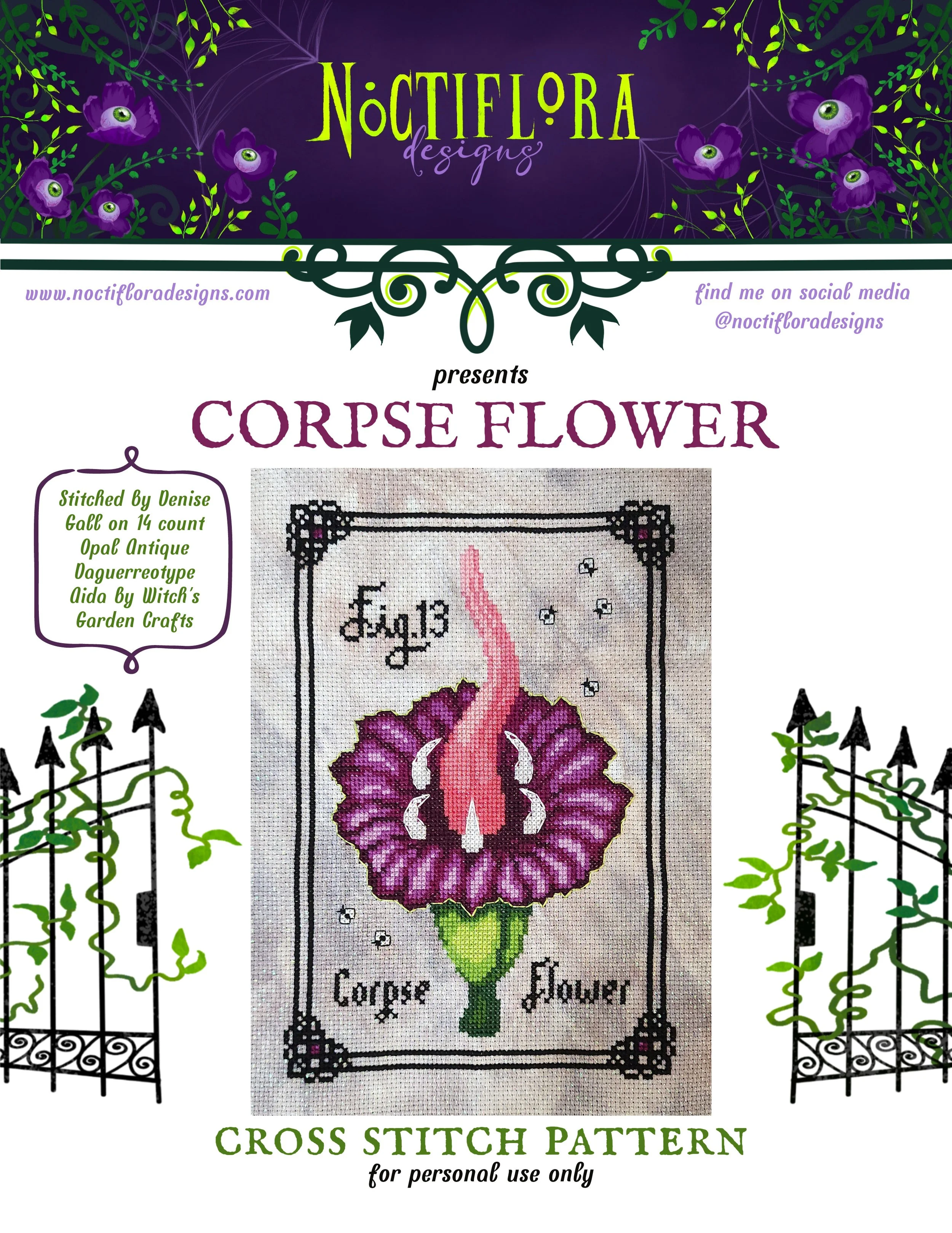 Corpse Flower Digital Cross Stitch Pattern — Noctiflora Designs