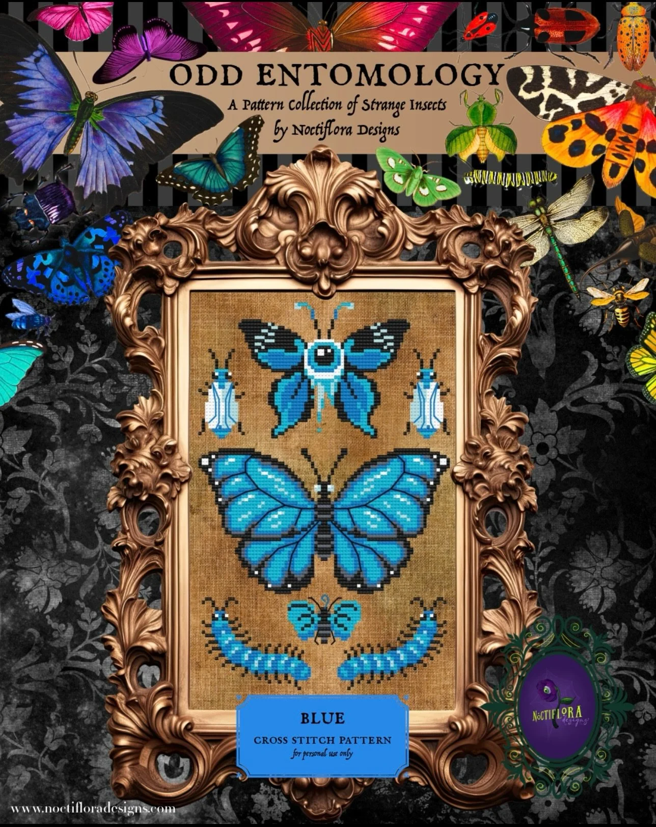 Our May installment of Odd Entomology features the primary color blue and is inspired by the Blue Morpho butterfly🦋This pattern is available to Fangtrap Seedling members now!

Model stitched by @blackdahliafabrics on her own &ldquo;Leshy&rdquo; Aida