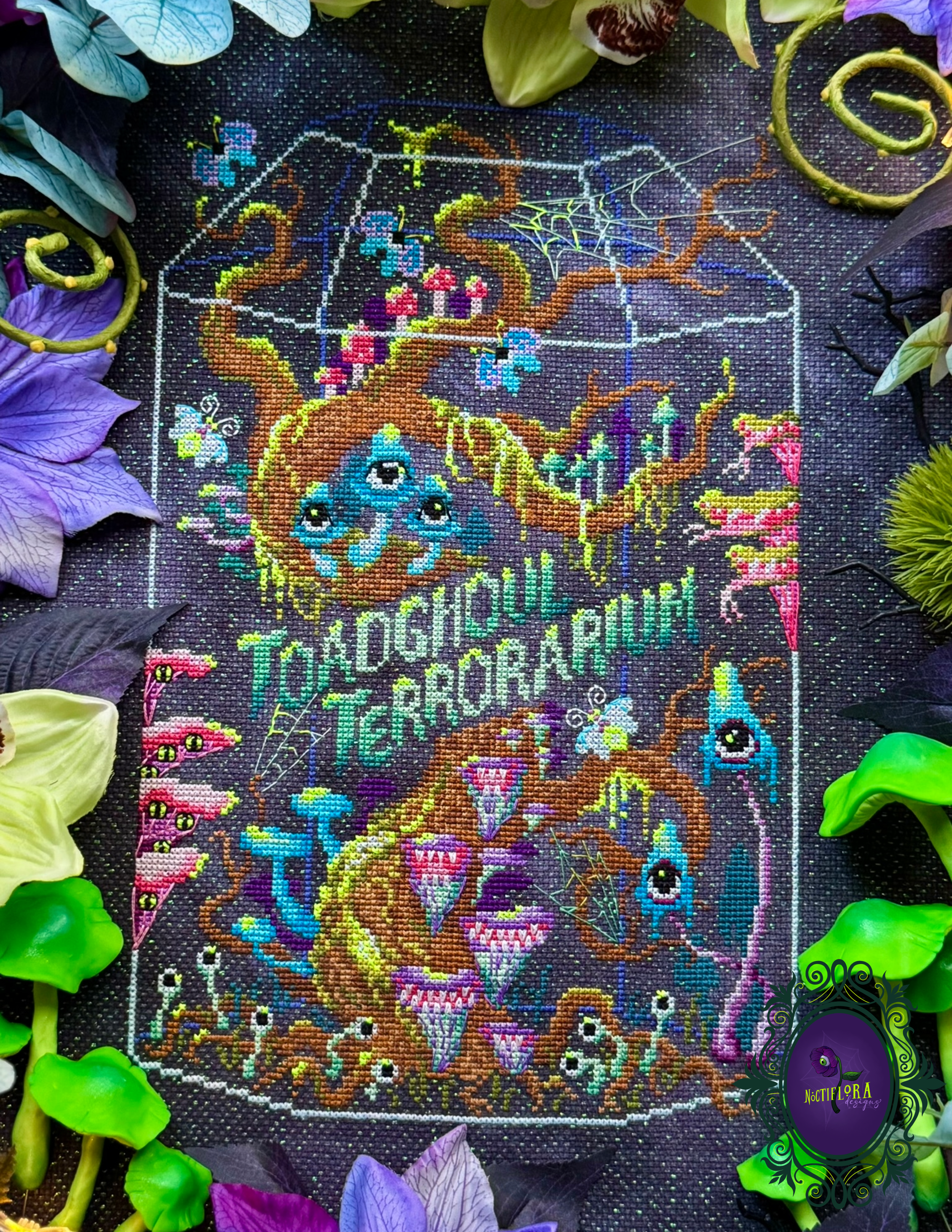 Toadghoul Terrorarium Completed Stitchalong Digital Pattern