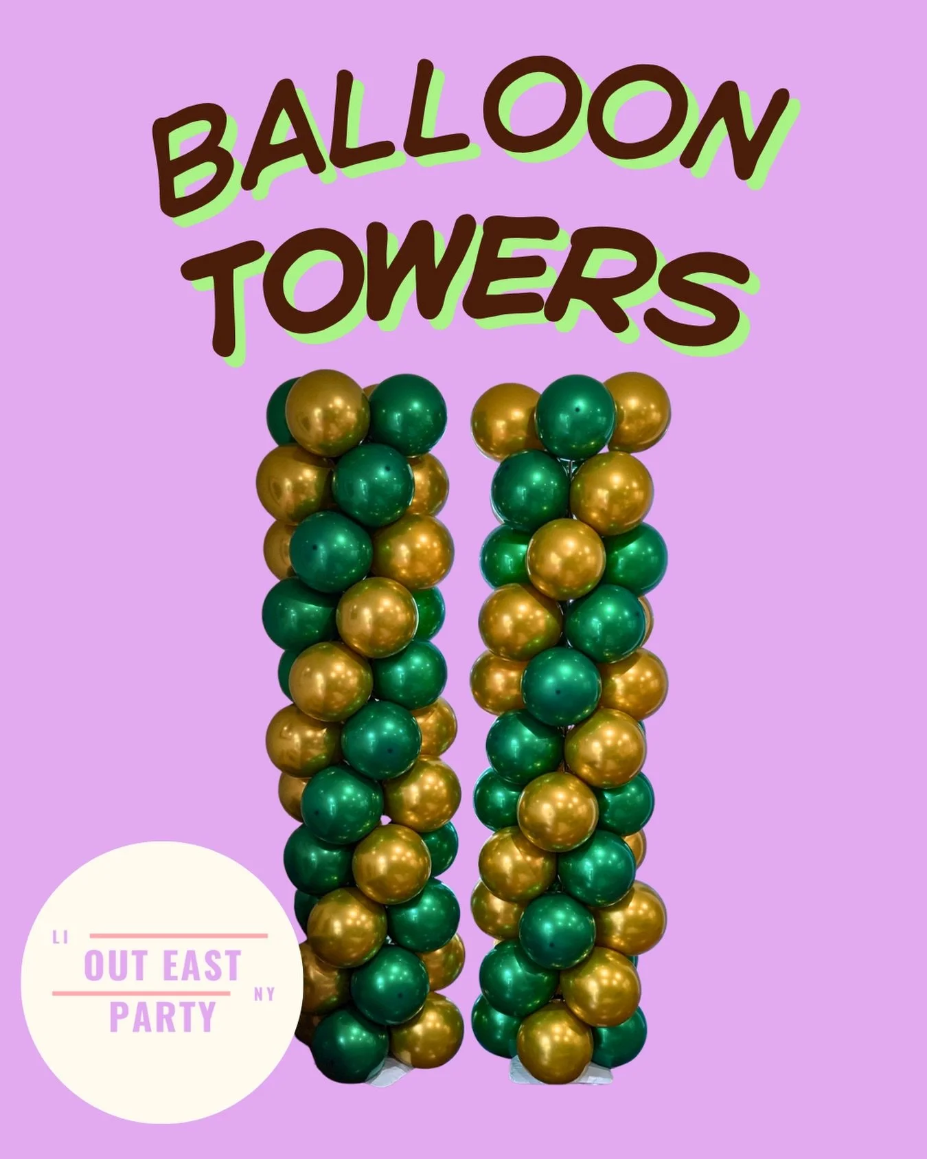 Balloons Towers &amp; Columns available! Perfect for Graduation parties &amp; celebrations! 🎈Here we did a gorgeous gold &amp; metallic green spiral for Rebecca&rsquo;s grad party 🎉 inquire today! 

We handle delivery &amp; setup, but also offer Gr