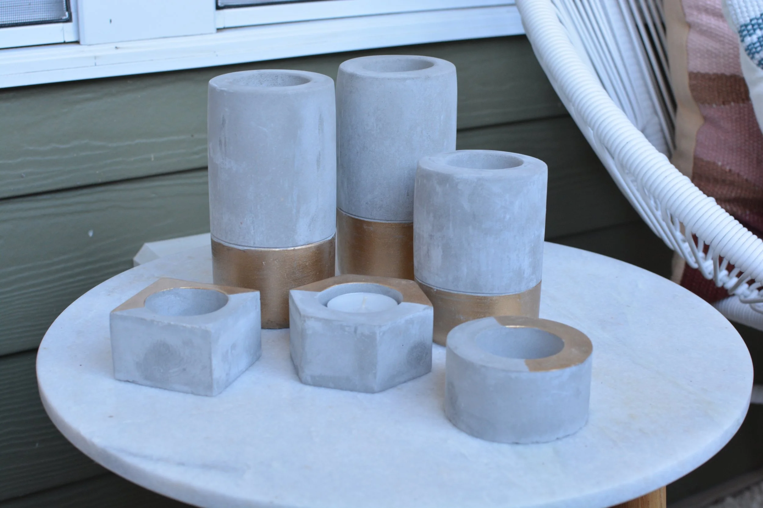 Concrete & Gold Candle Holders $4 each