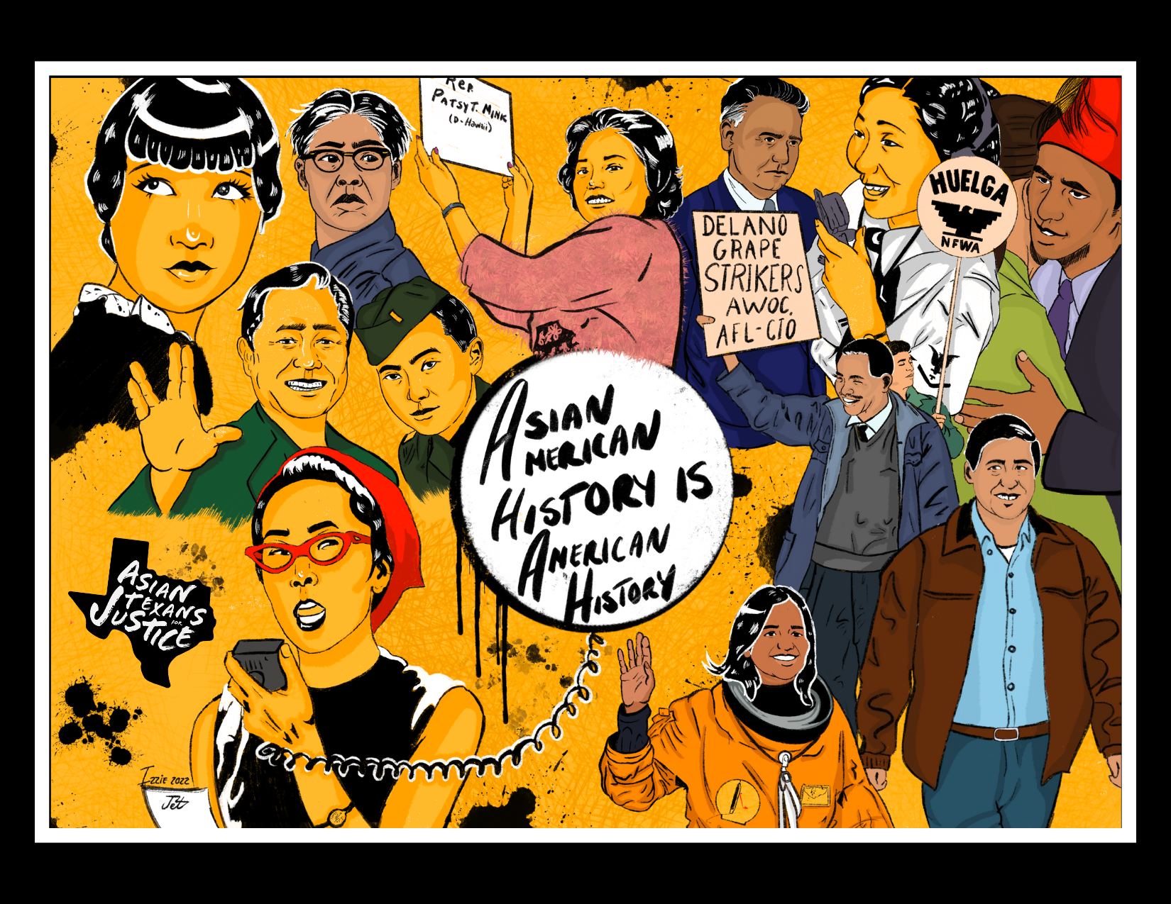 Asian American History is American History 
Illustration Design for Asian Texans for Justice Youth Fellowship '22 to promote Asian American studies in Texas