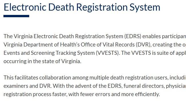 Virginia Vital Events and Screening Tracking System (VVESTS) 