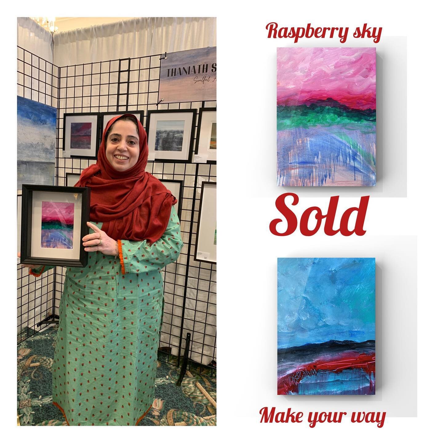 She picked up a set of two paintings. Framed in a neat box frame. She has been my biggest supporter over the years. So so happy they are with her now ❤️
Thank you @tasneemilyas 🙏

Make your Way and Raspberry sky sold at @artsonthecredit April Fine A