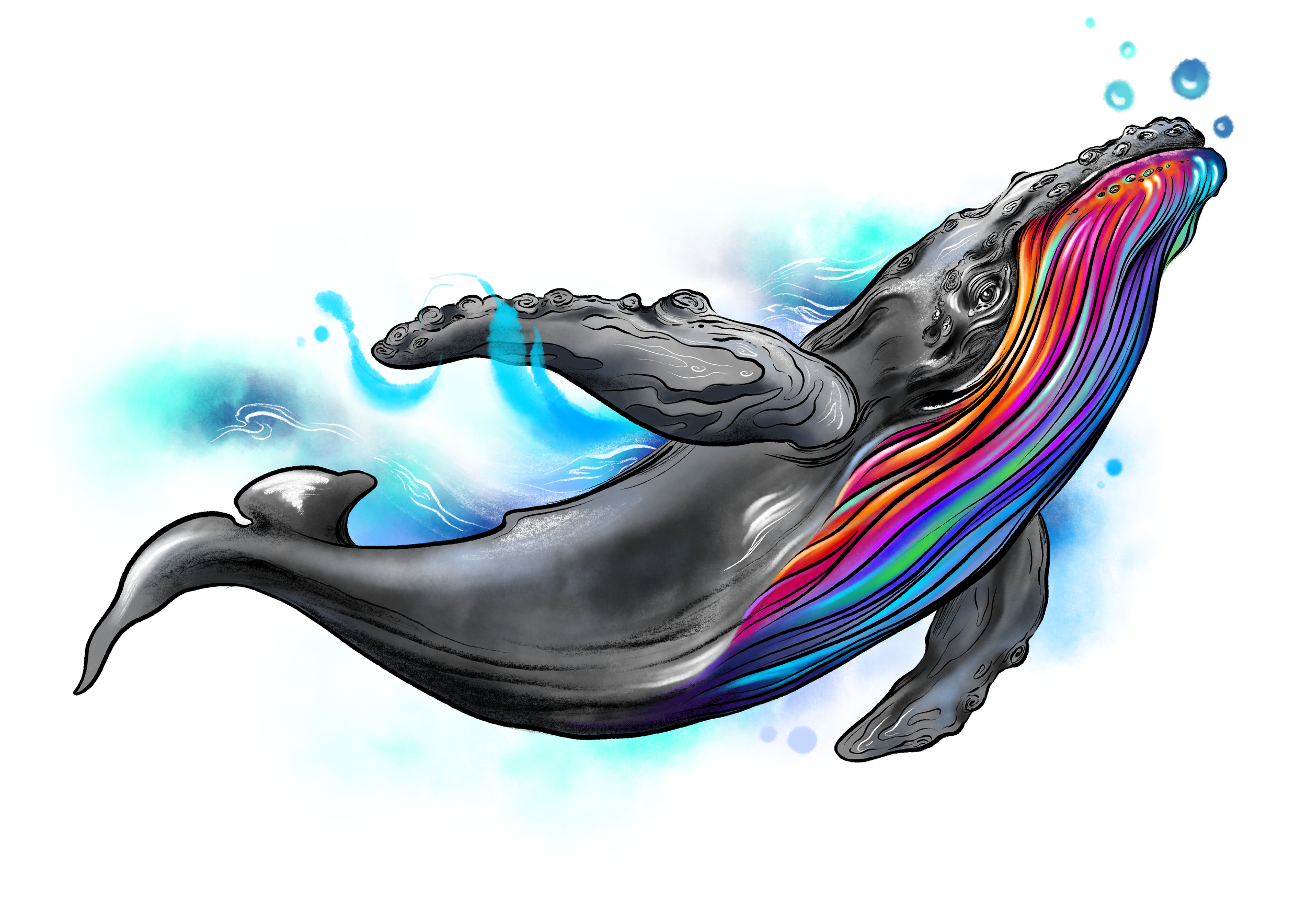 Rainbow Whale Print