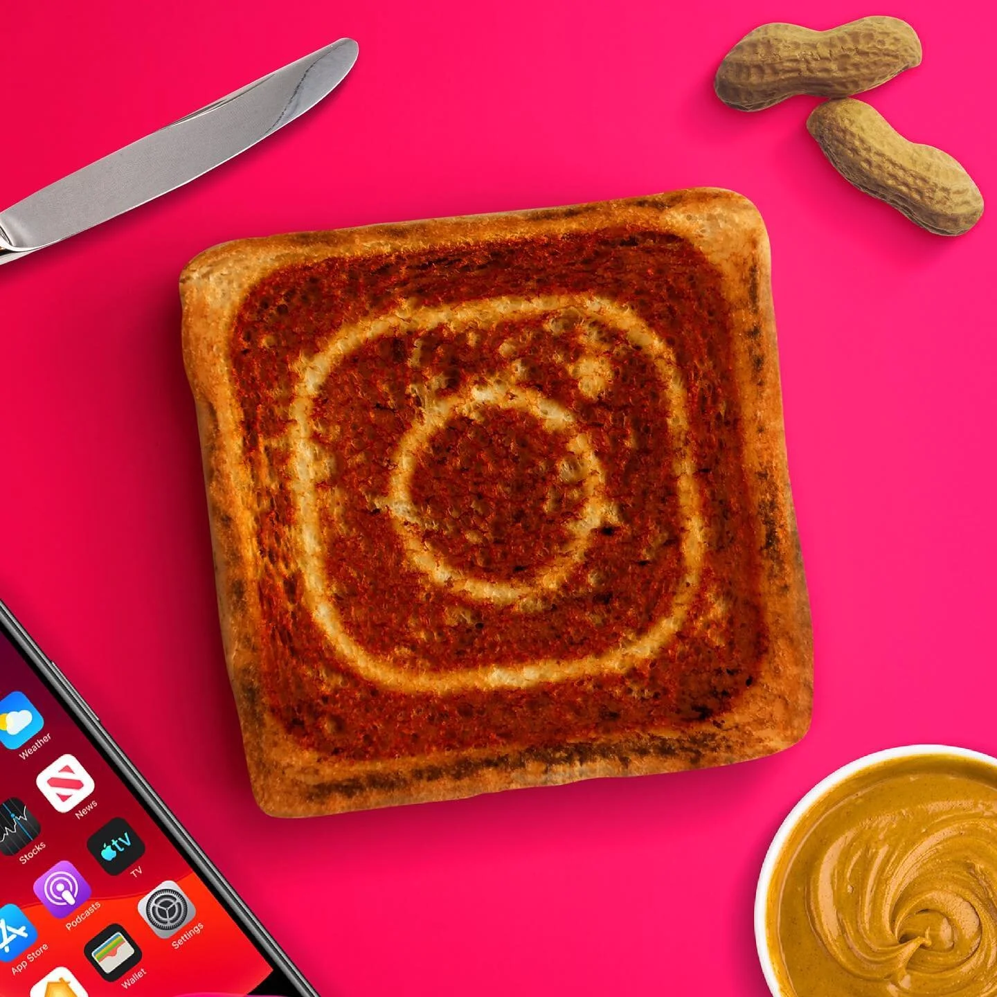 &iquest;Qu&eacute; desayunaste hoy? 🤔

No todo es lo que parece. Estas fotograf&iacute;as de pan tostado inspirado en algunas de las apps favoritas de todos, nos pusieron a pensar realmente qu&eacute; es lo primero que estamos consumiendo por las ma