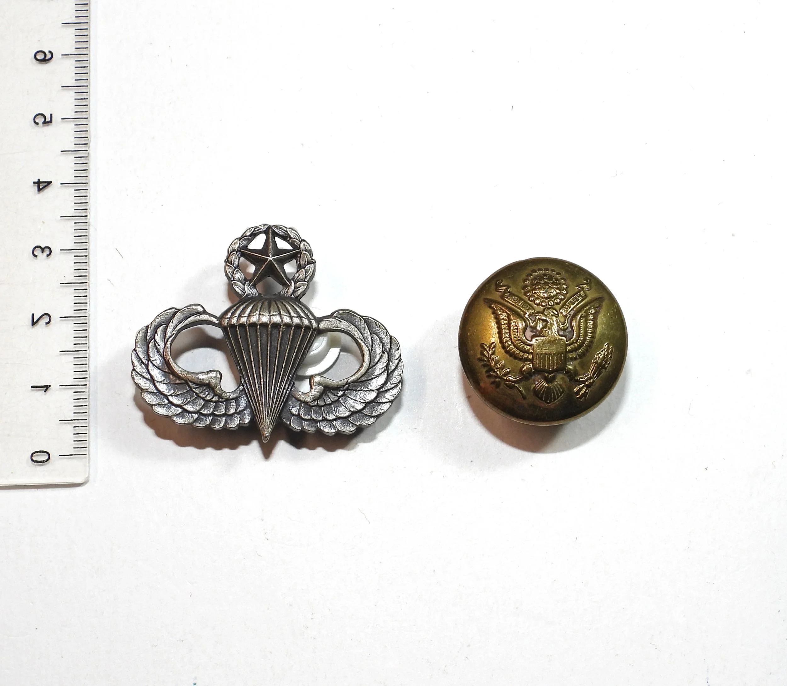 Master Parachutist Jump Wings and US Army Button. United States Army.