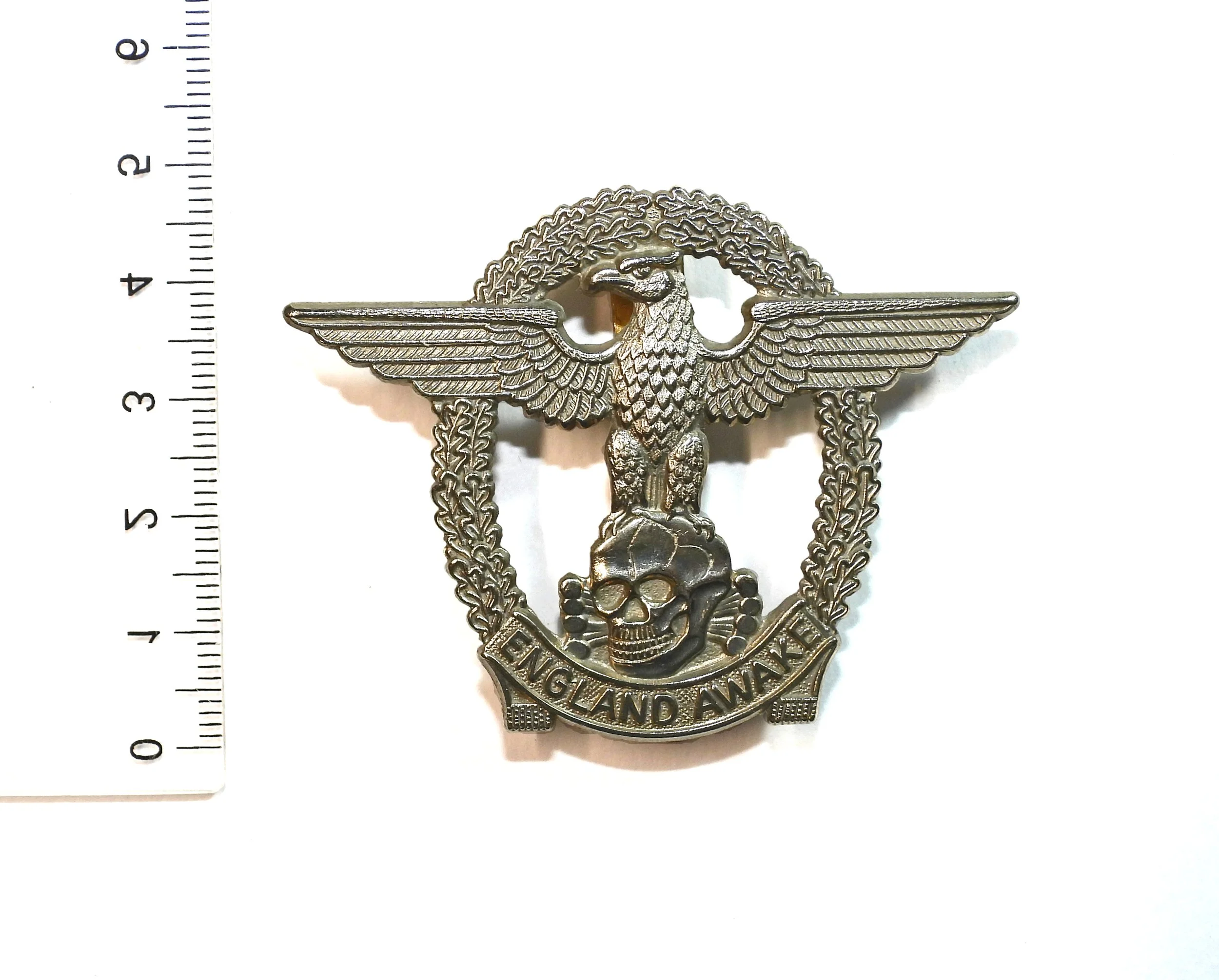 "England Awake" Skull Novelty Beret Badge. United Kingdom.