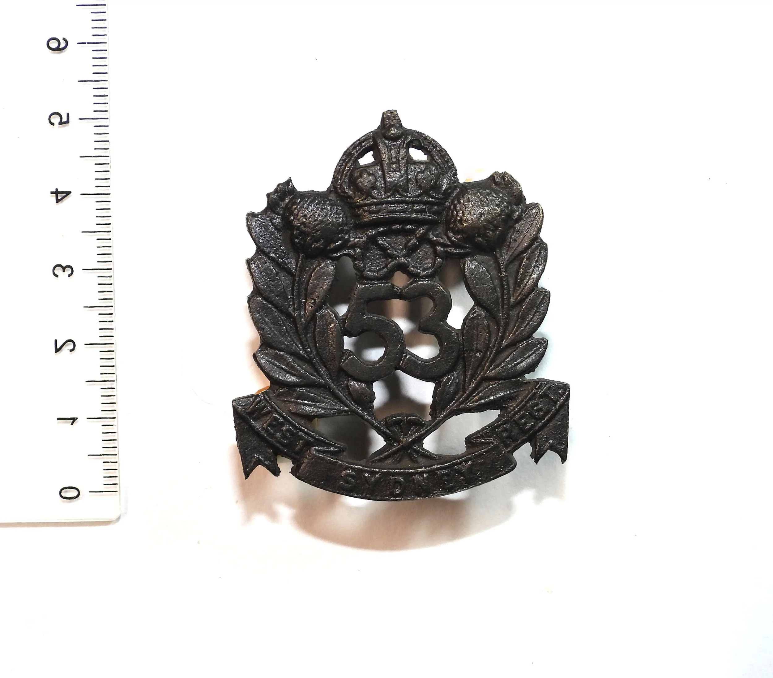 53rd Battalion (West Sydney Regiment) Reproduced Cap Badge. Australia.