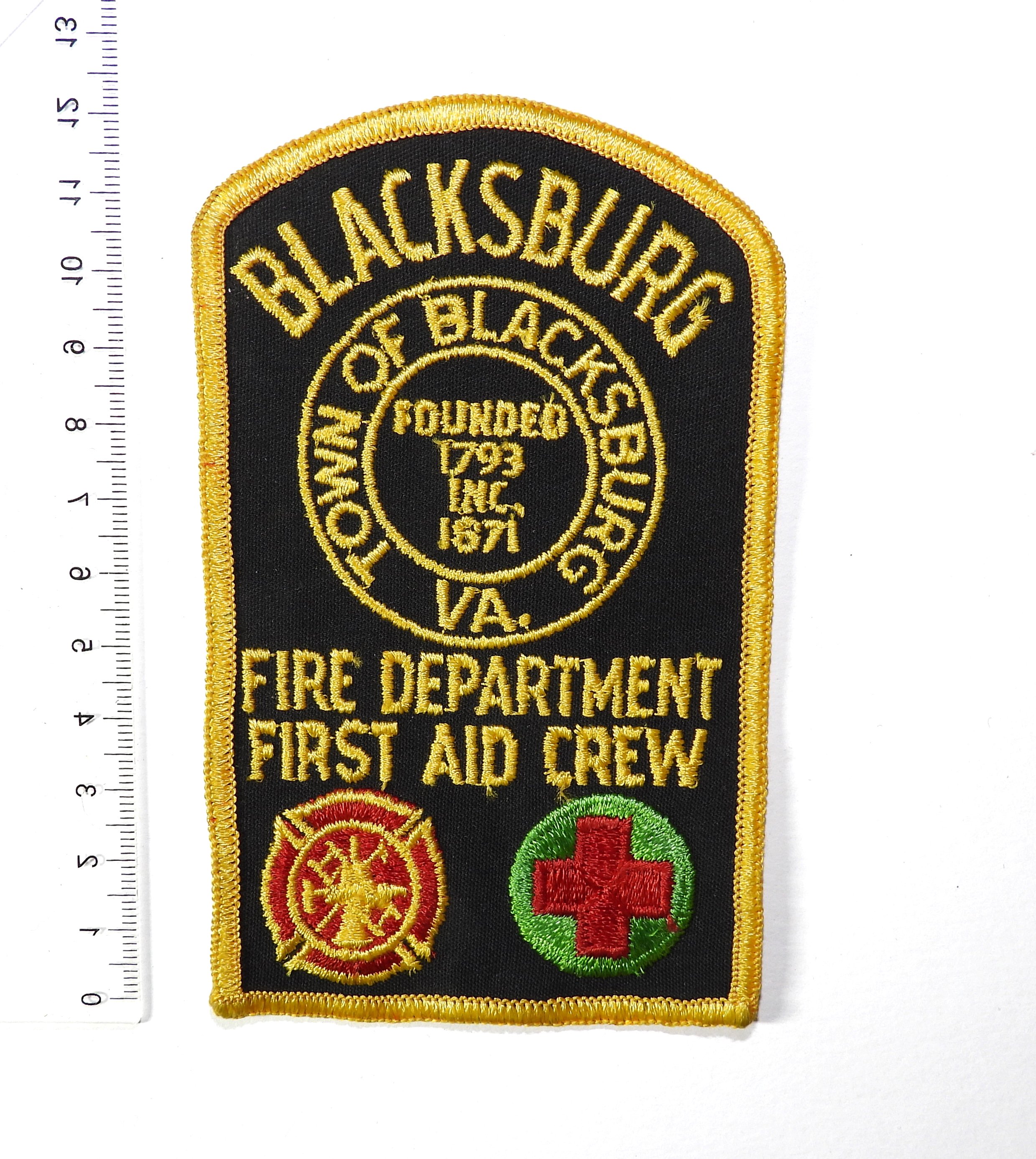 Blacksburg Fire Department First Aid Crew Patch. Virginia, USA.