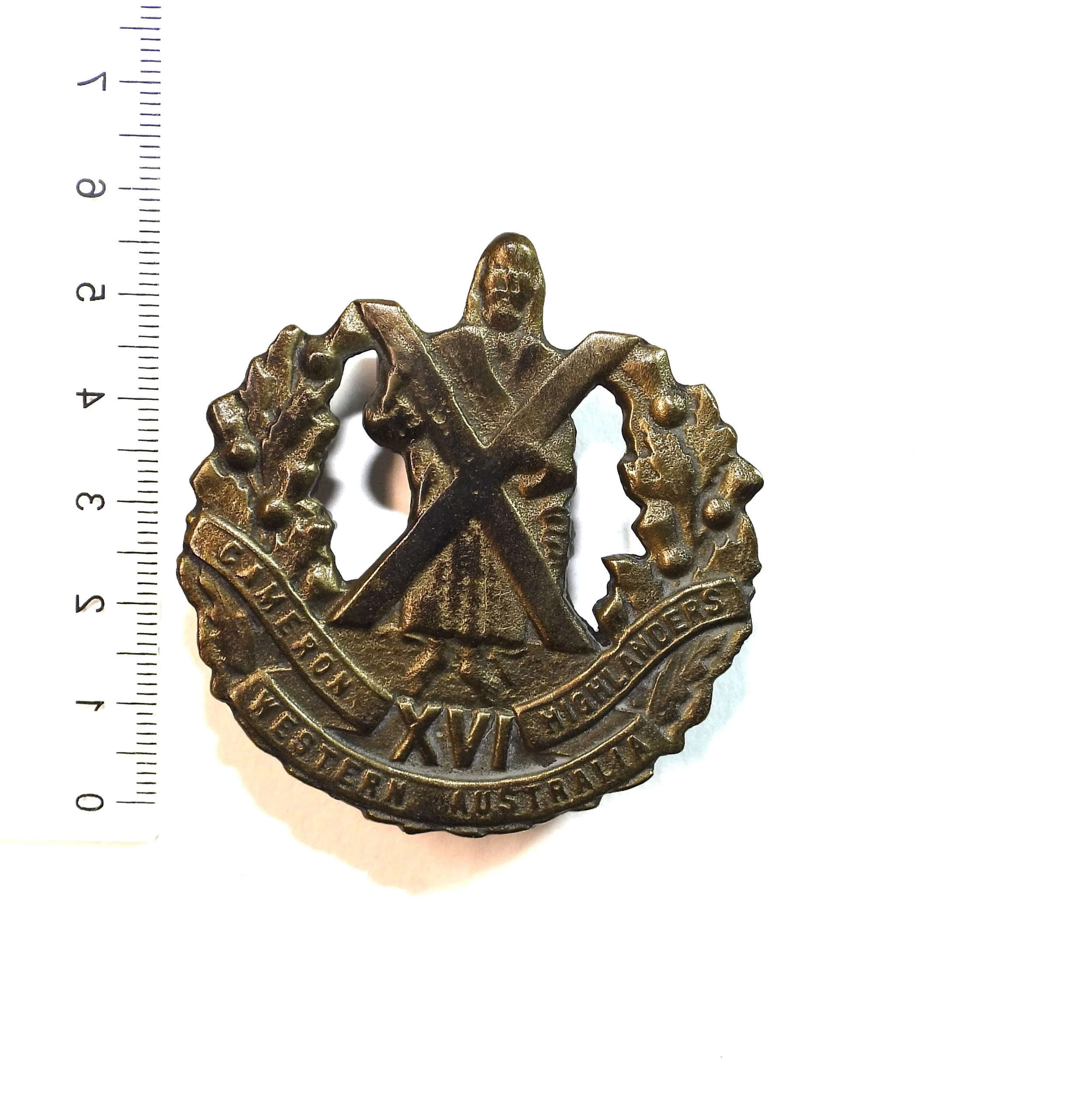 16th Battalion (The Cameron Highlanders of Western Australia) Reproduced Cap Badge. Australia.