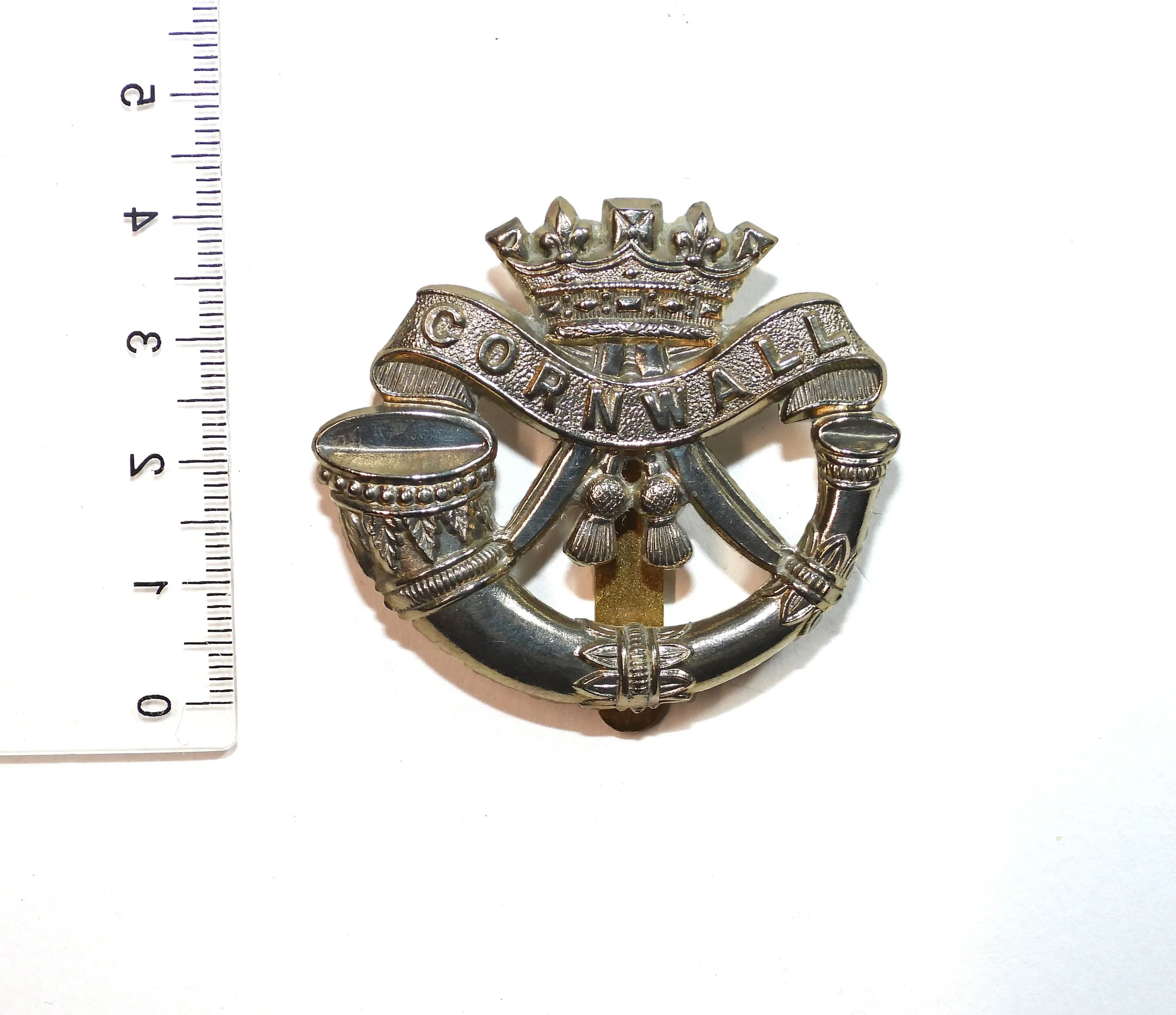 Duke of Cornwall's Light Infantry Chromed Cap Badge. United Kingdom.