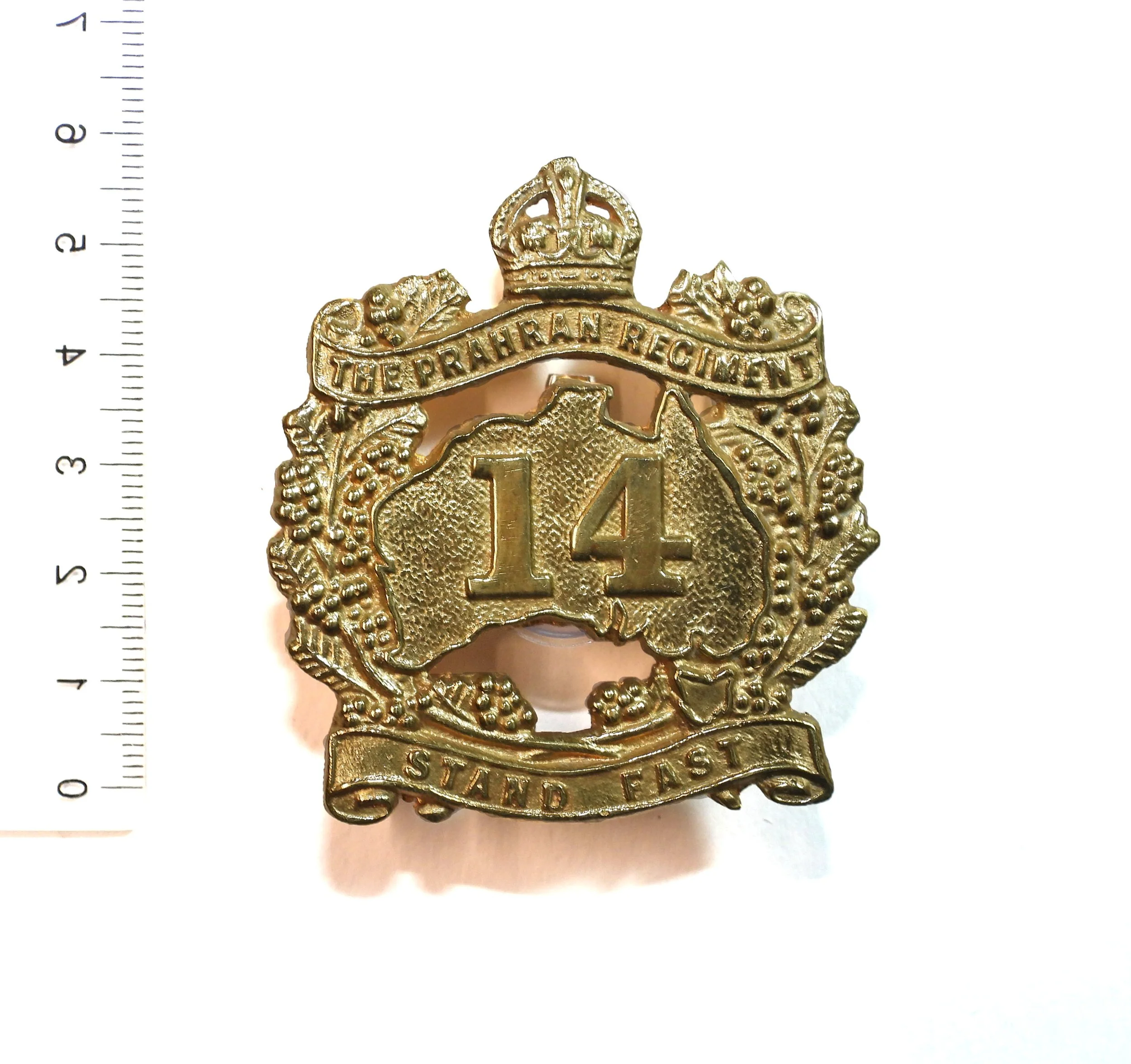14th Battalion (The Prahran Regiment) Reproduced Cap Badge. Australia.