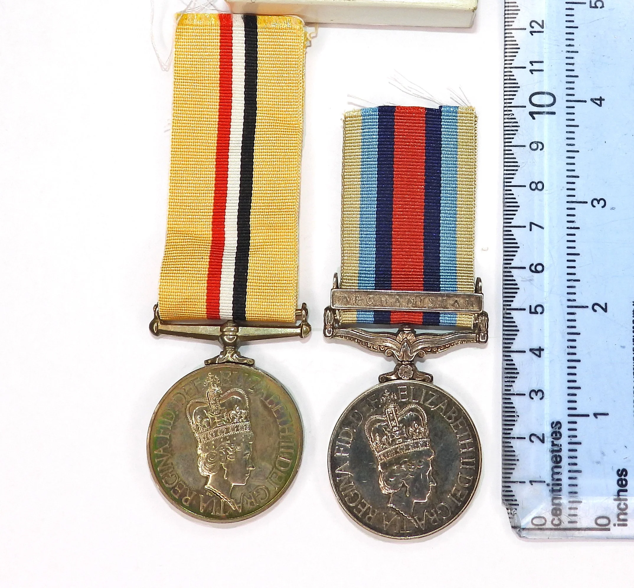 Iraq Medal and Operational Service Medal (OSM) for Afghanistan group named to 25055702 E.F. Knight.
