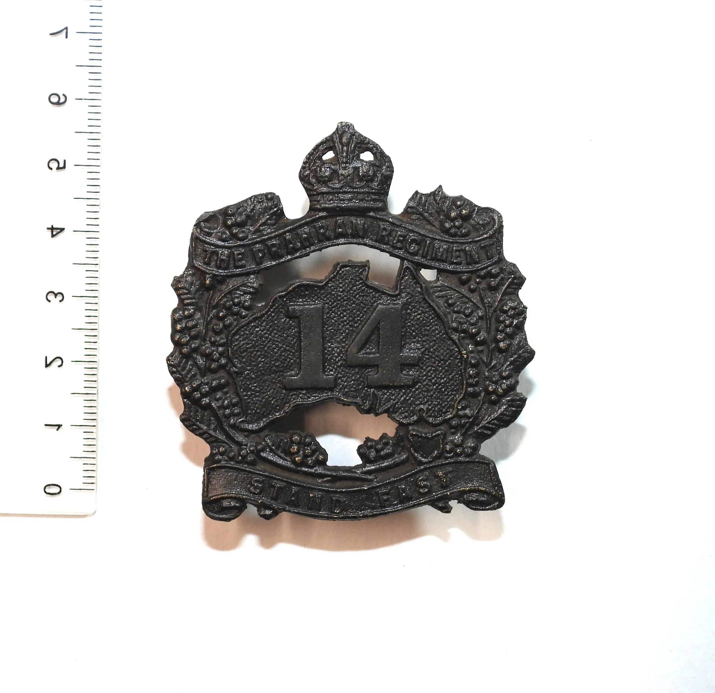 14th Australian Infantry Battalion (The Prahran Regiment) Reproduced Cap Badge. Australia.