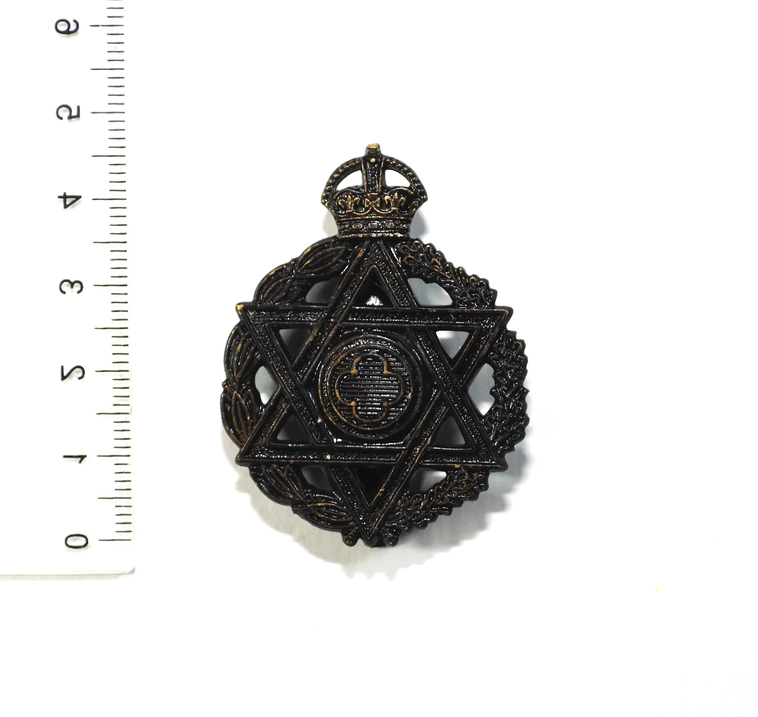 Royal Army Chaplains' Department (Jewish) Oxidised Cap Badge. United Kingdom.