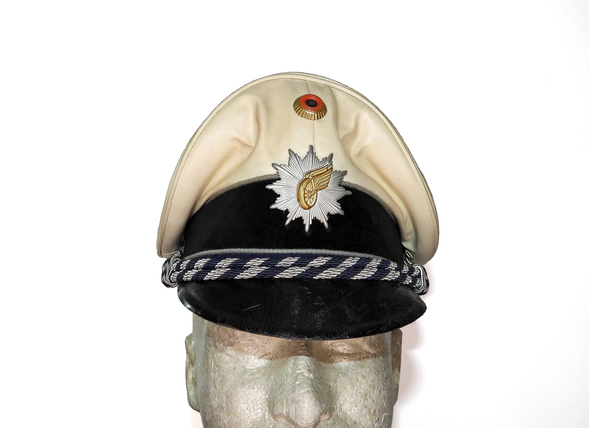 West German Railway Police White Peaked Cap. Germany.