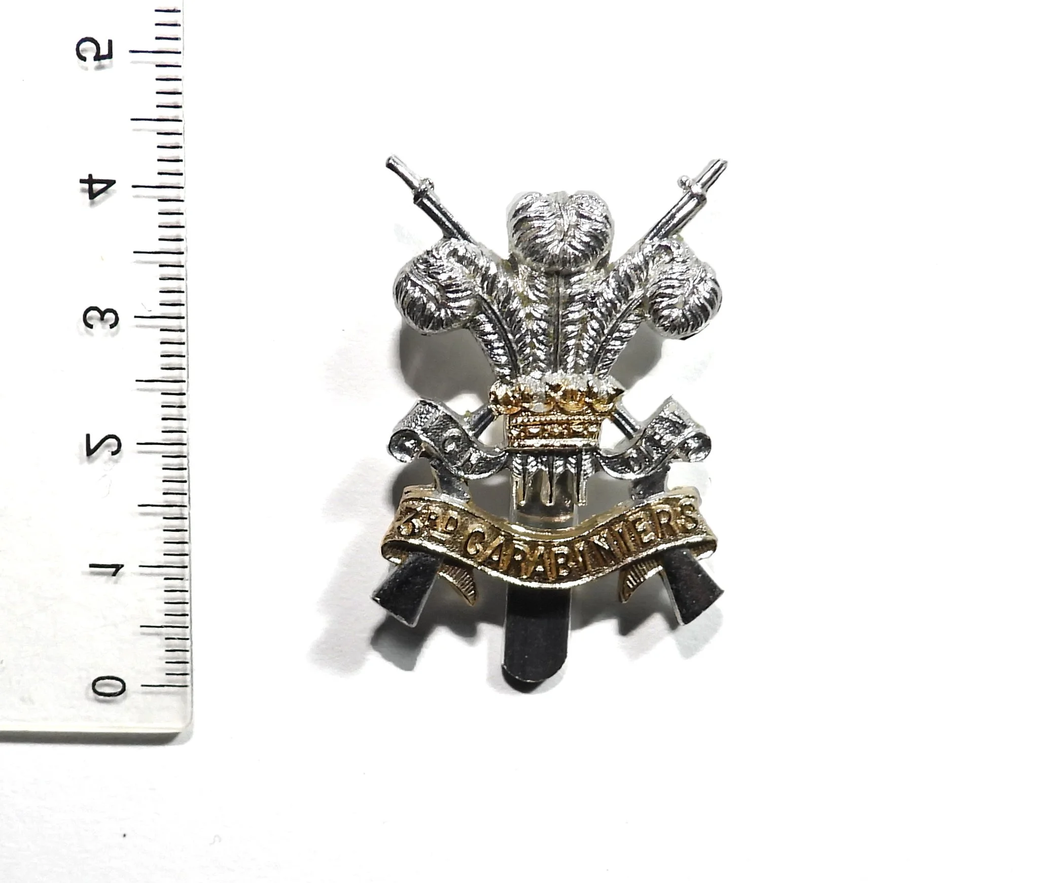 3rd Carabiniers (Prince of Wales's Dragoon Guards) Regiment Cap Badge. United Kingdom.