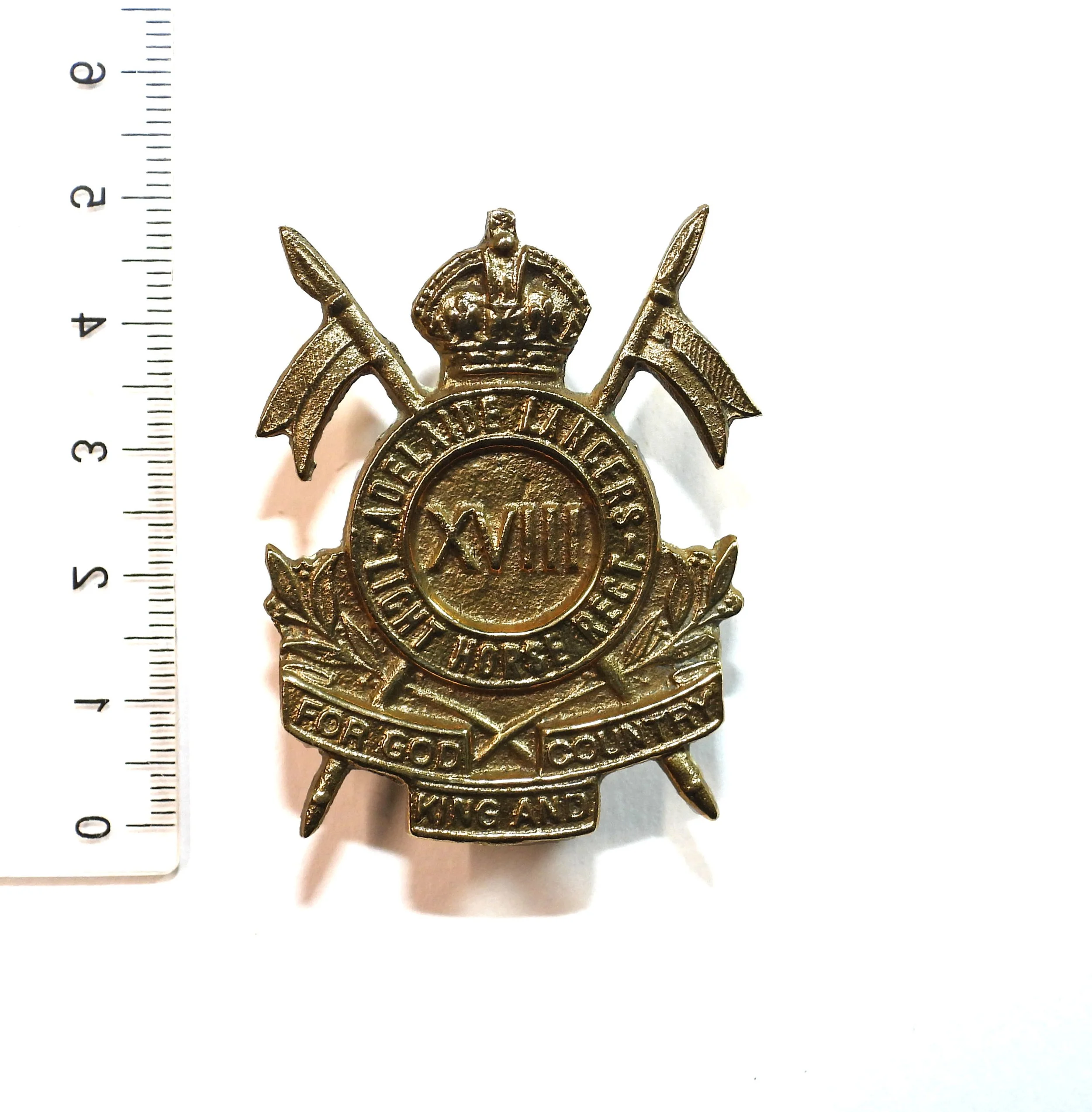 18th Light Horse Regiment (Adelaide Lancers) Reproduced Cap Badge. Australia.