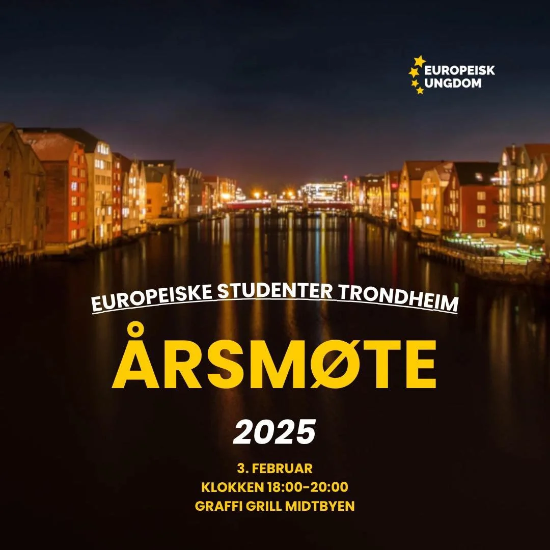 Det er duket for &aring;rsm&oslash;te i Europeiske Studenter Trondheim! 

Stedet blir Graffi grill Midtbyen klokka 18.00 
3. februar.

Det blir gratis middag og valg av nytt styre, samt annen snacks i form av saker. Alle medlemmer i Europeiske Studen