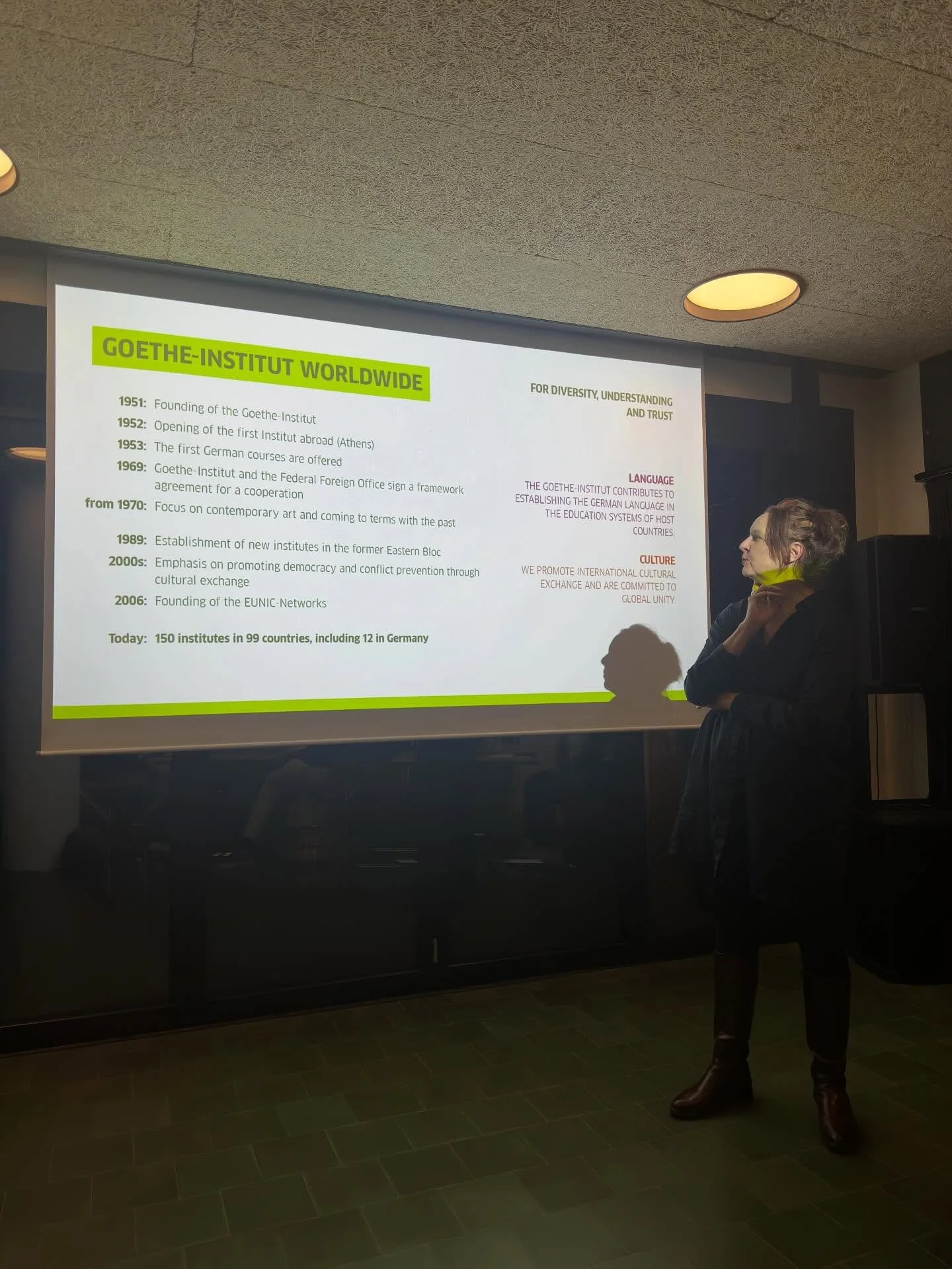 I g&aring;r var vi i OEU p&aring; bes&oslash;k hos Goethe-instituttet! 
Vi l&aelig;rte om hvordan Tyskland som EU-land bidrar kulturelt i Norge, og hvordan de samarbeider med EUNIC &ndash; et nettverk av europeiske kulturinstitusjoner som sammen frem