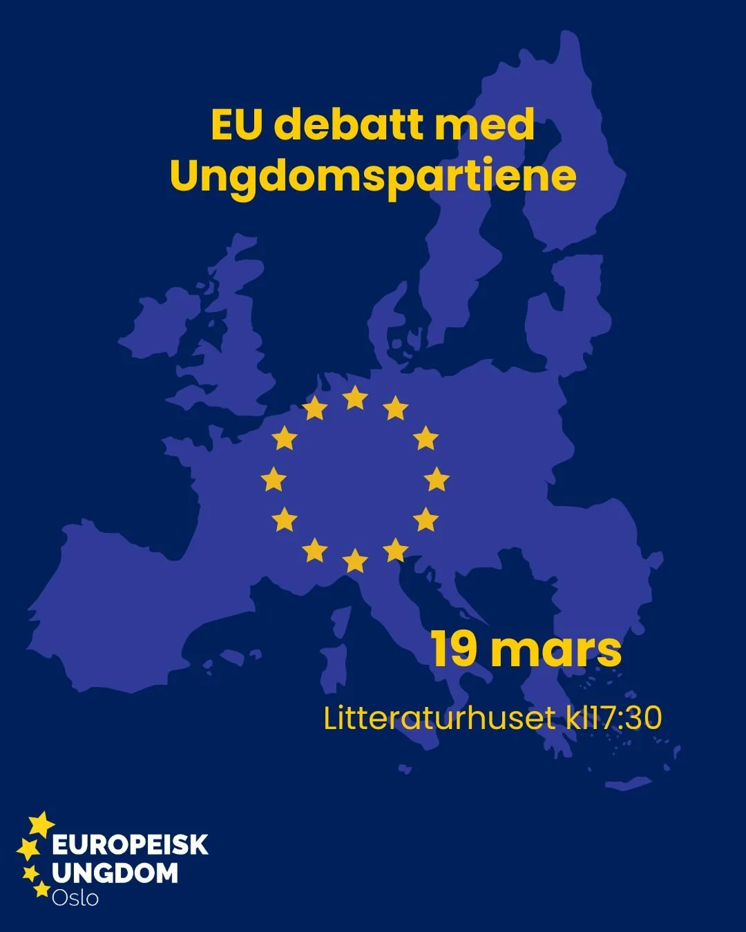 Torsdag 19. mars arrangerer Oslo Europeisk Ungdom og Asker-B&aelig;rum Europeisk Ungdom en debatt om norsk EU-medlemskap. Vi sp&oslash;r ungdomspartiene om deres viktigste argumenter n&aring;r det kommer til &oslash;konomi, sikkerhet og unges forhold