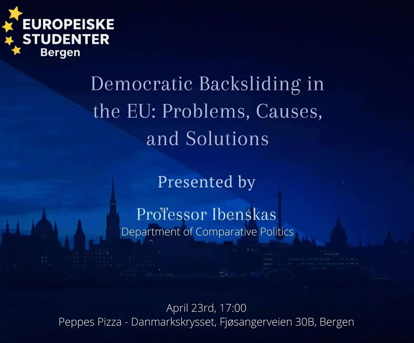 (English Below)

Kan demokratiet svekkes selv innenfor EU?🇪🇺 Hva skjer n&aring;r kjerneverdier som rettsstatsprinsipper, ansvarlighet og frie institusjoner begynner &aring; komme under press? Og hvordan er dette relevant for oss? Bli med oss ​​p&ar
